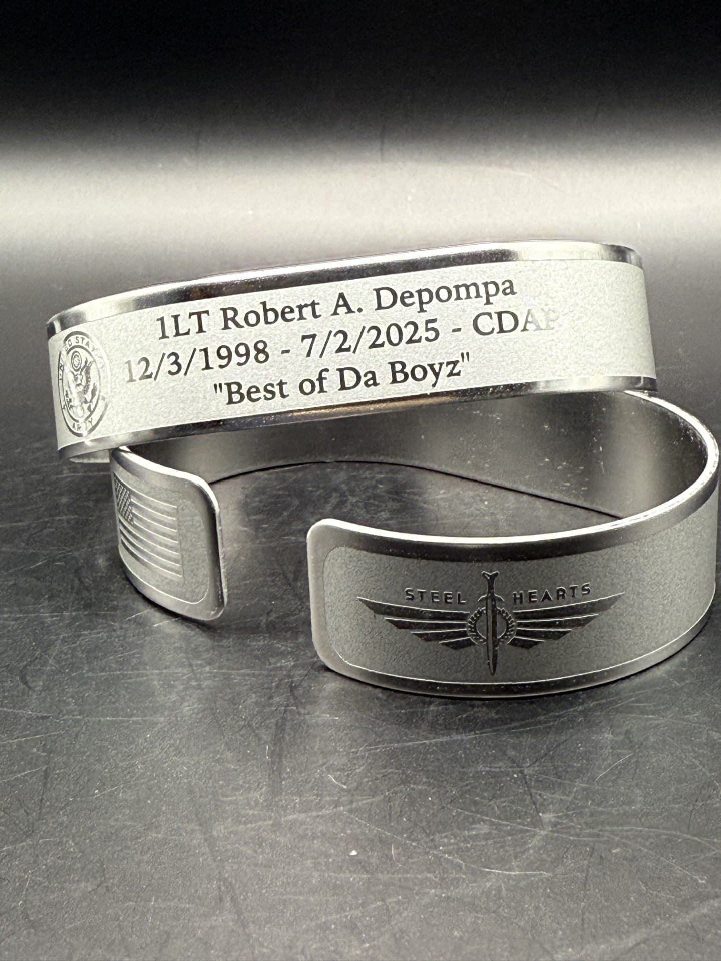 Memorial bracelet honoring 1LT Robert A. Depompa