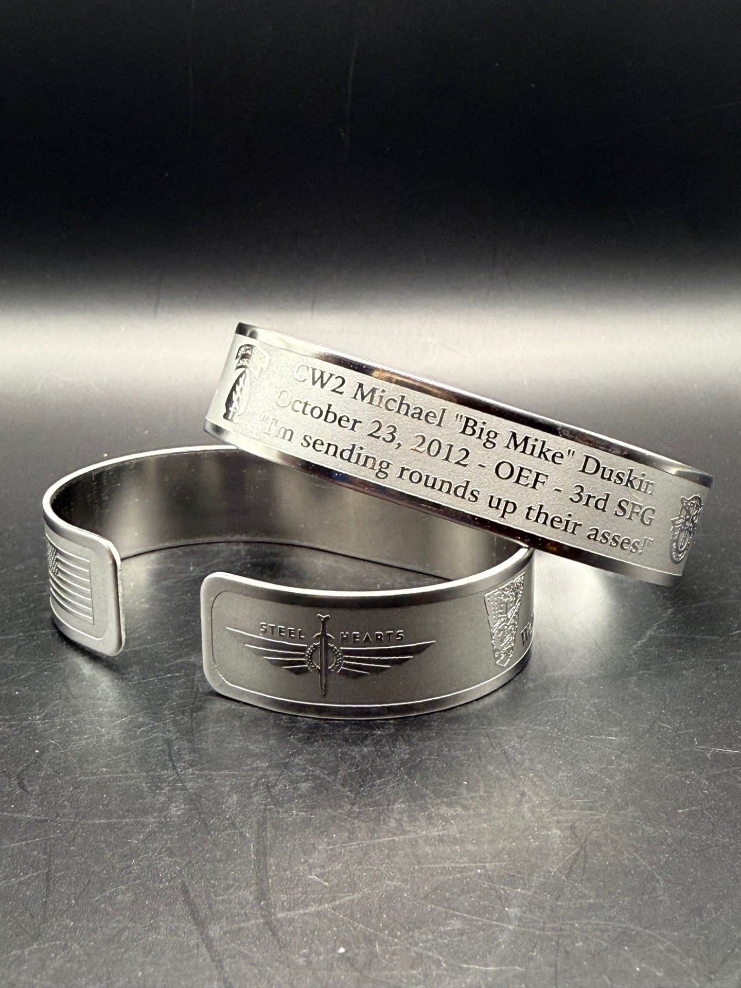 Memorial bracelet honoring CW2 Michael Duskin