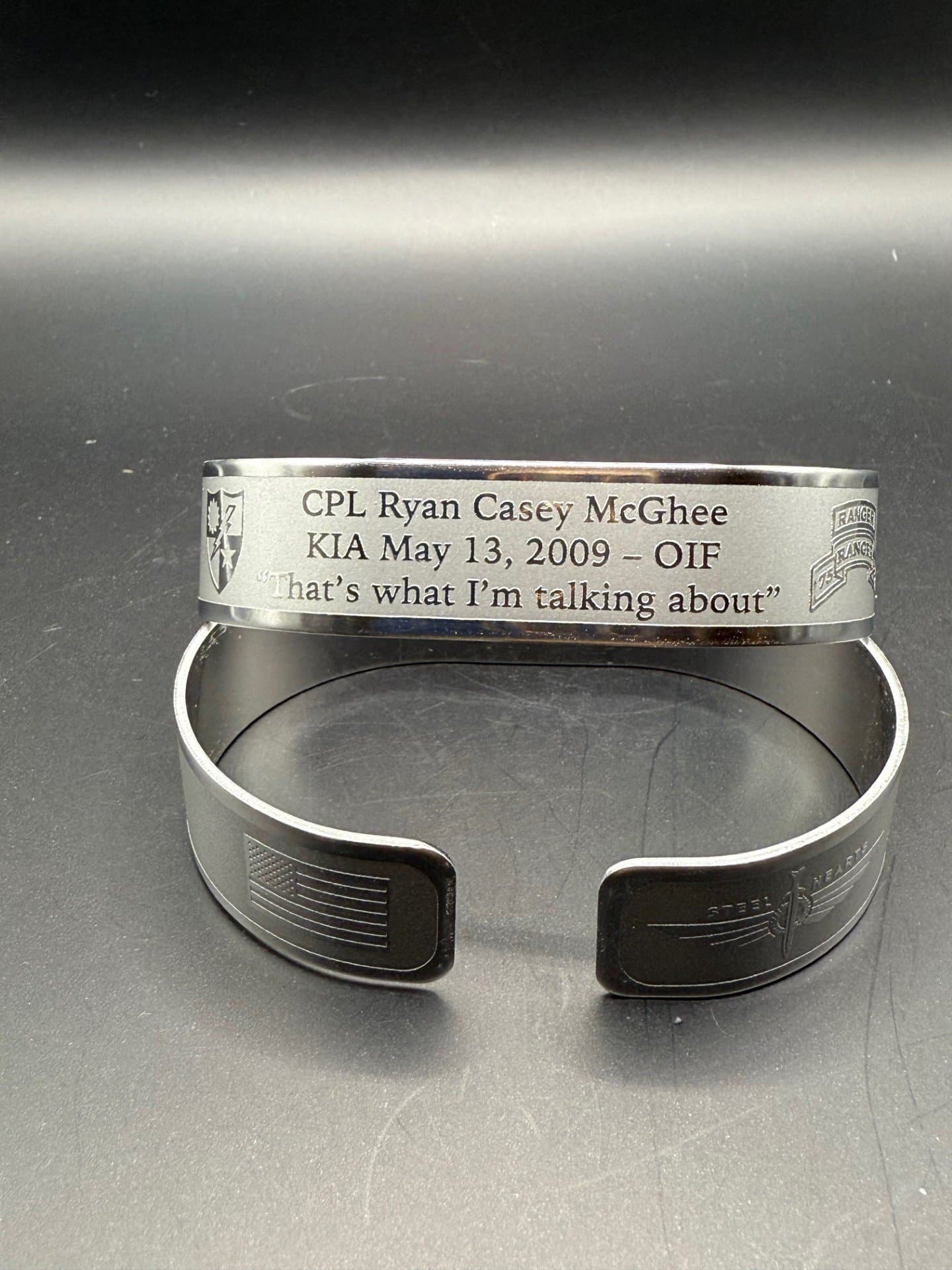 Memorial bracelet honoring CPL Ryan Casey McGhee