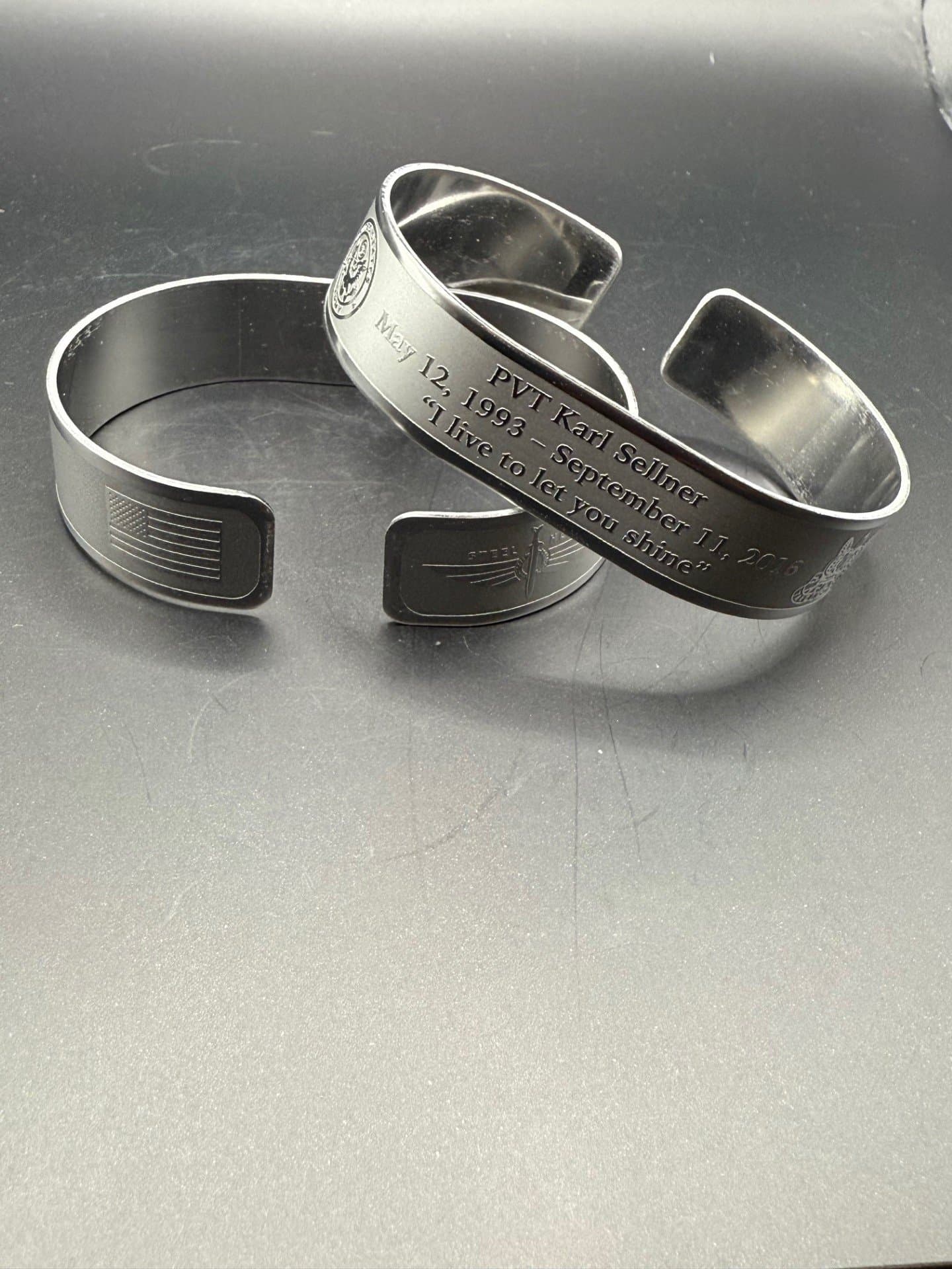 Memorial bracelet honoring PVT Karl Jacob Sellner