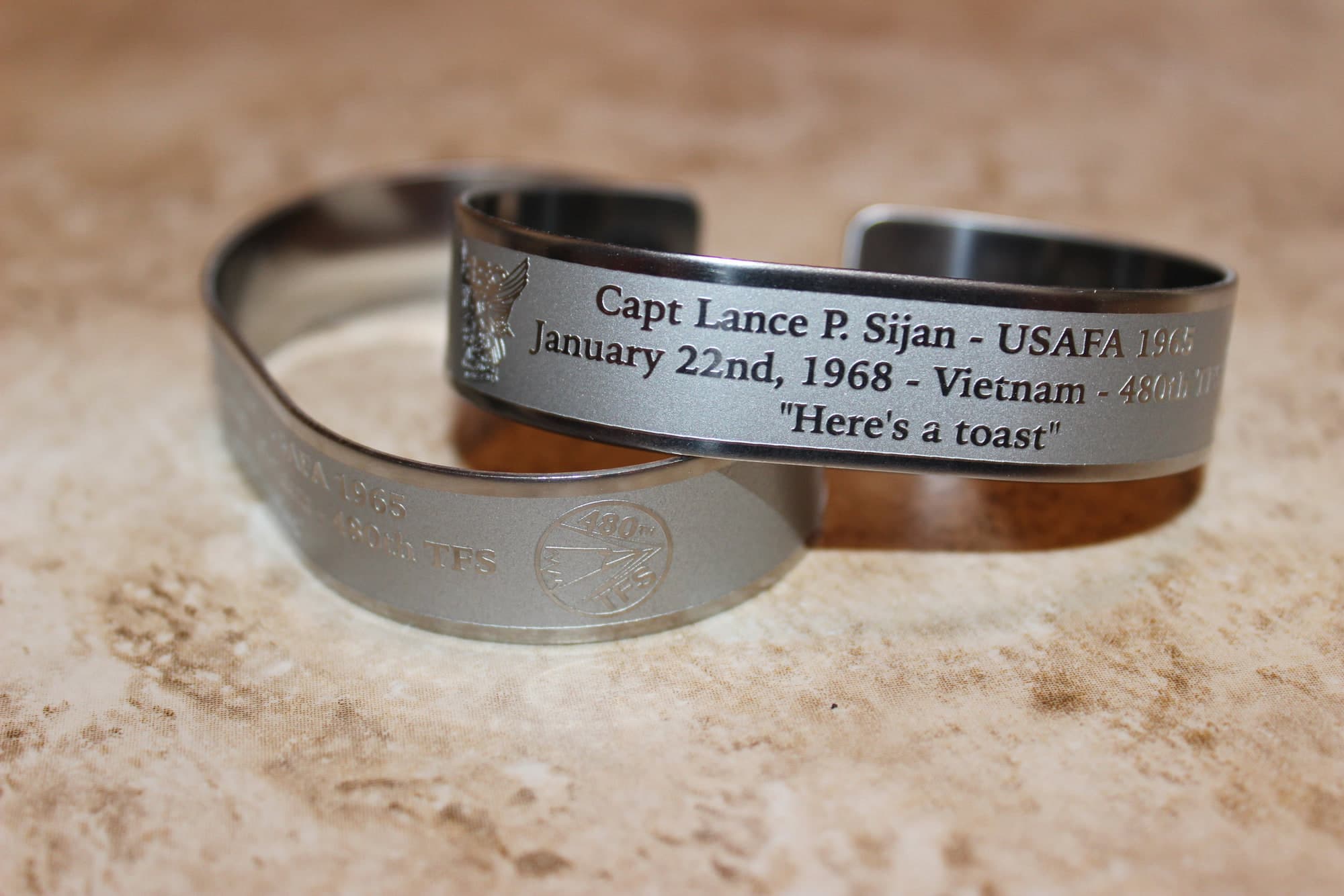 Memorial bracelet honoring Capt Lance P. Sijan (USAFA '65)