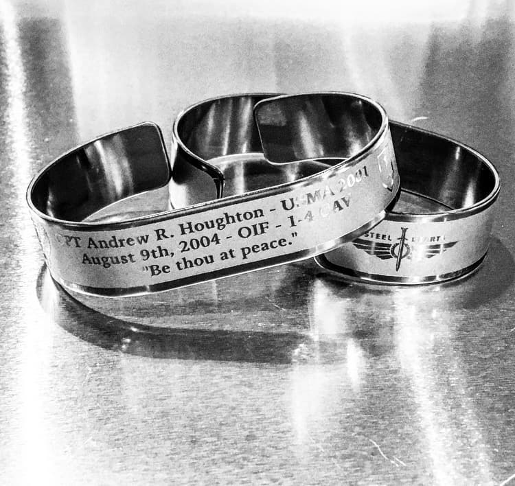 Memorial bracelet honoring CPT Andrew R. Houghton (USMA '01)