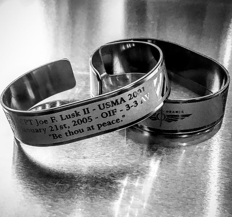 Memorial bracelet honoring CPT Joe F. Lusk II (USMA '01)