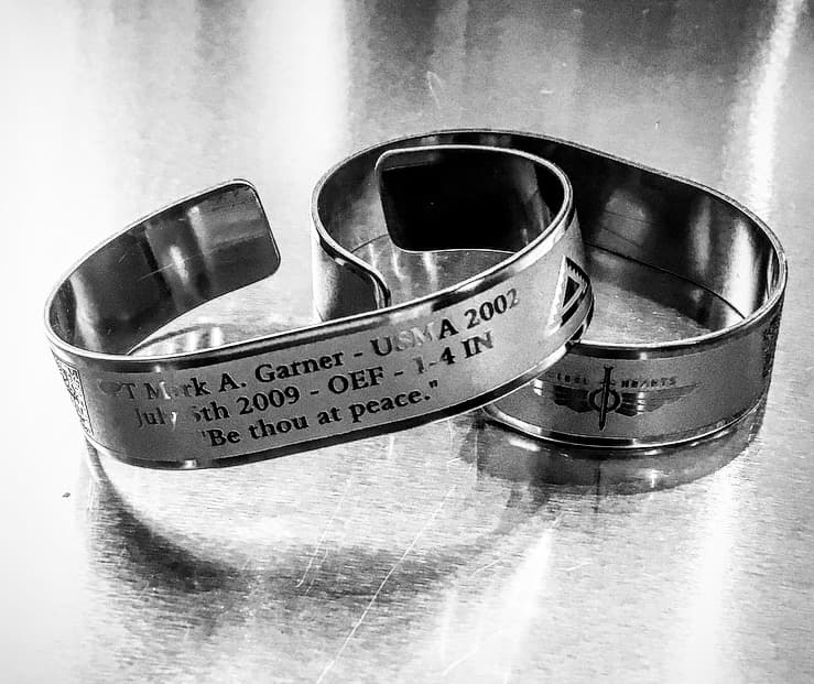 Memorial bracelet honoring CPT Mark A. Garner (USMA '02)