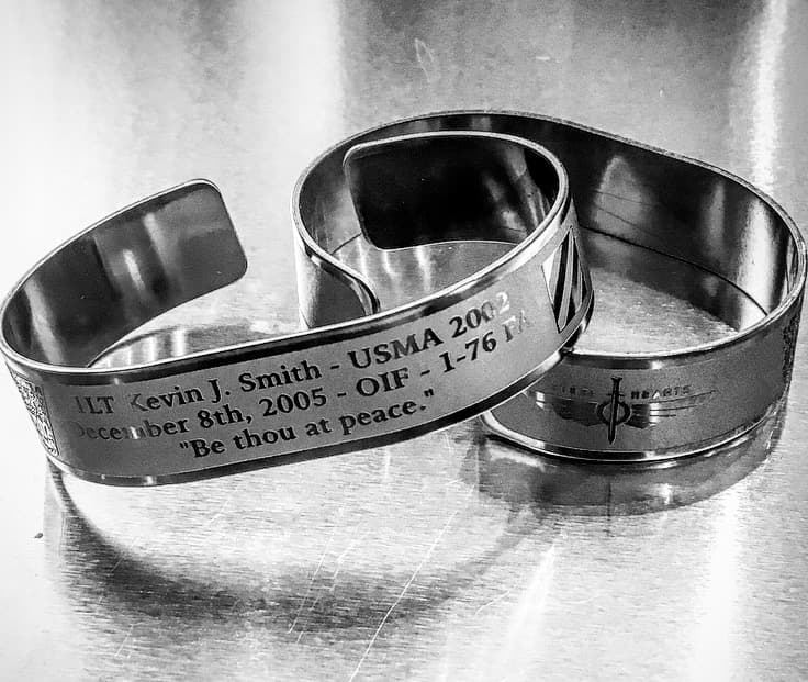 Memorial bracelet honoring 1LT Kevin J. Smith (USMA '02)