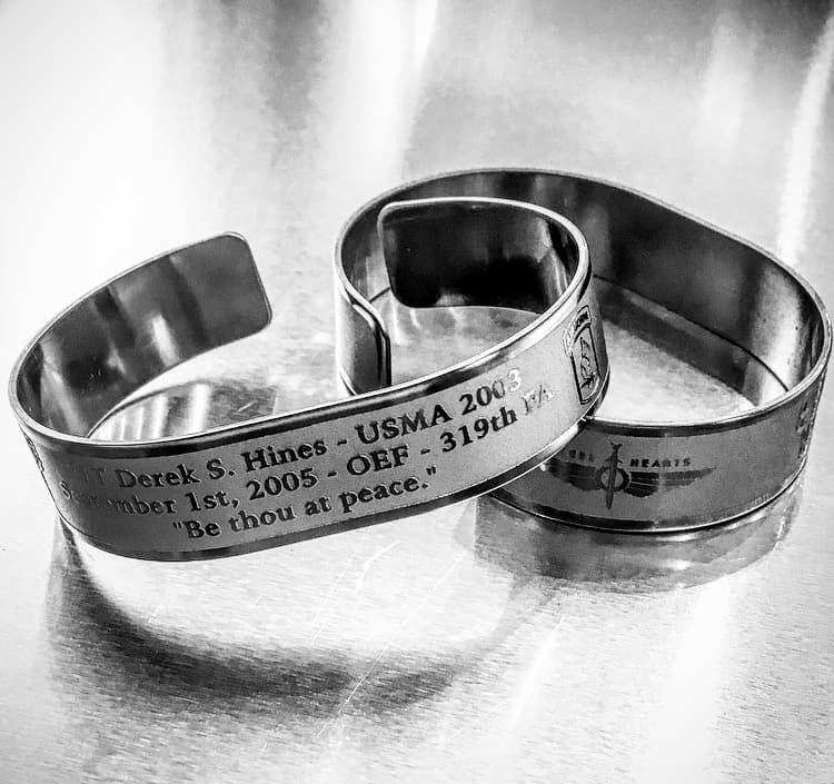 Memorial bracelet honoring 1LT Derek S. Hines (USMA '03)