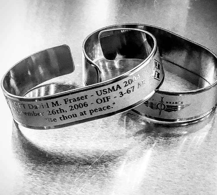 Memorial bracelet honoring CPT David M. Fraser (USMA '04)