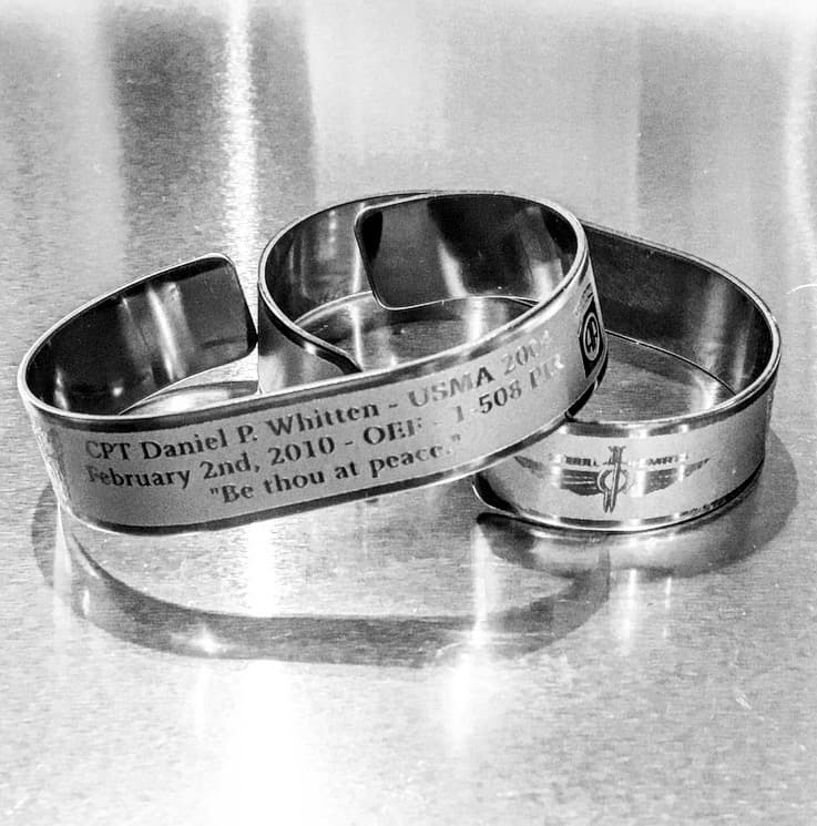Memorial bracelet honoring CPT Daniel P. Whitten (USMA '04)
