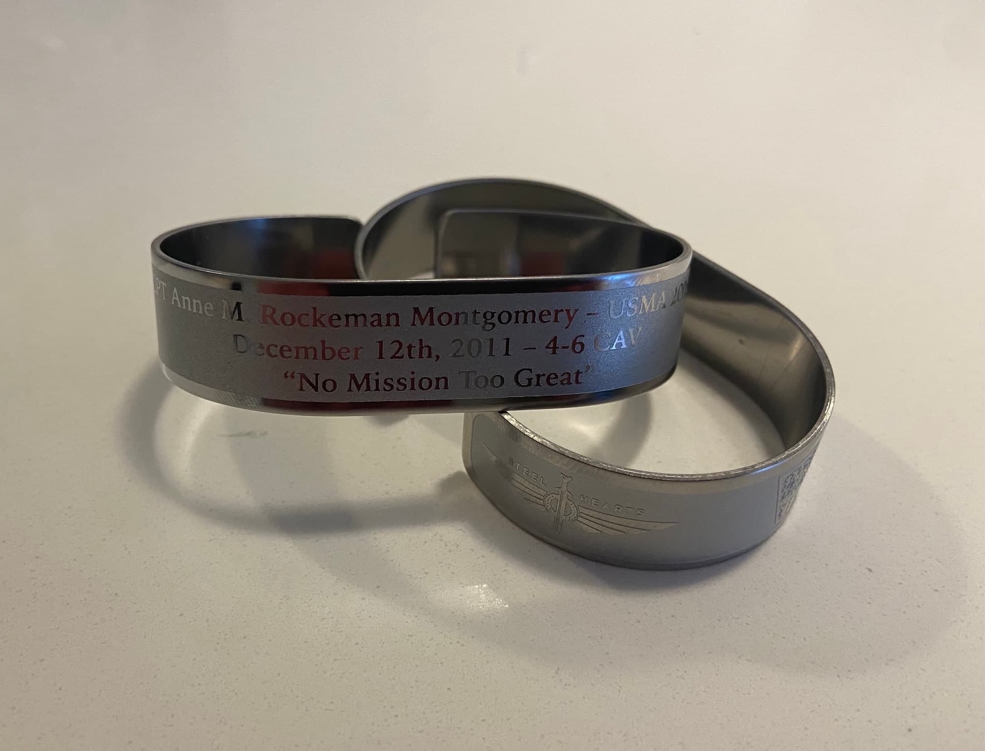 Memorial bracelet honoring CPT Anne M. Rockeman Montgomery (USMA '08)
