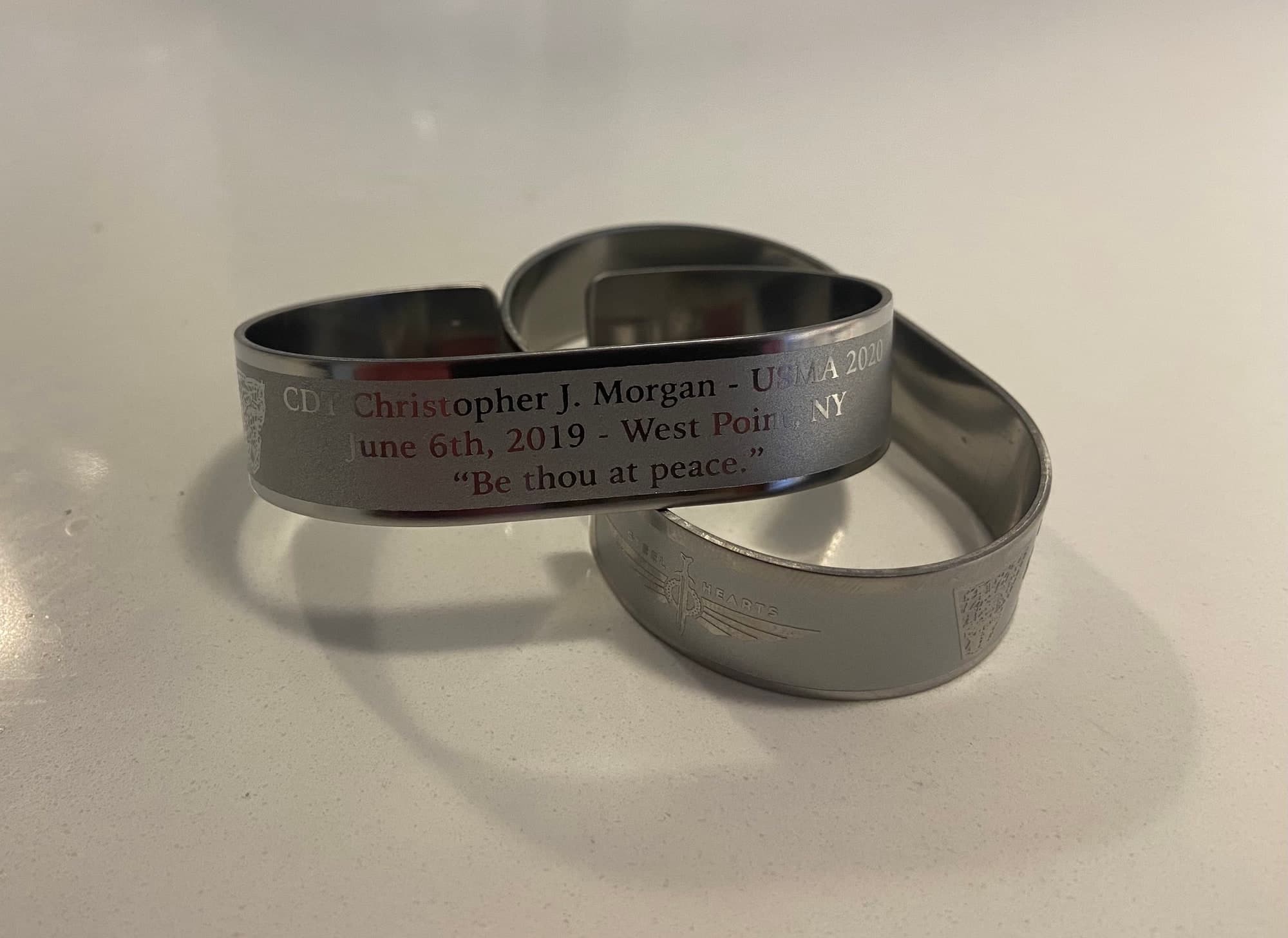 Memorial bracelet honoring CDT Christopher J. Morgan (USMA '20)