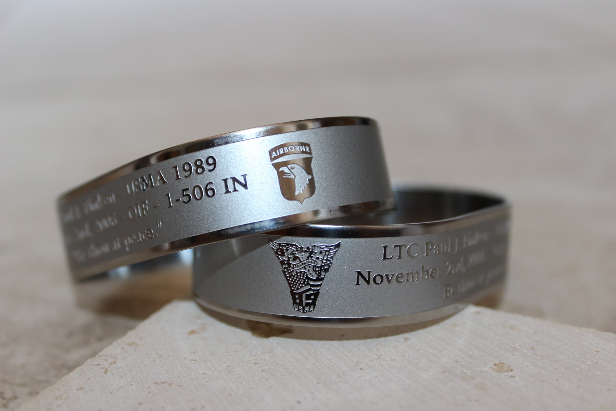 Memorial bracelet honoring LTC Paul J. Finken (USMA '89)