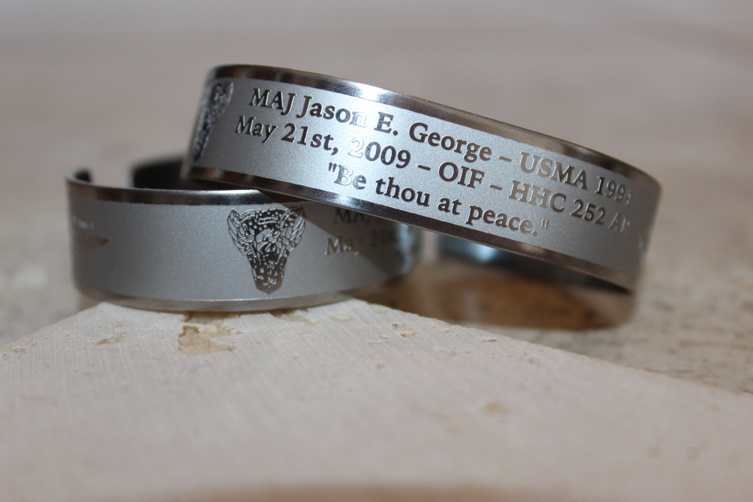 Memorial bracelet honoring MAJ Jason E. George (USMA '94)