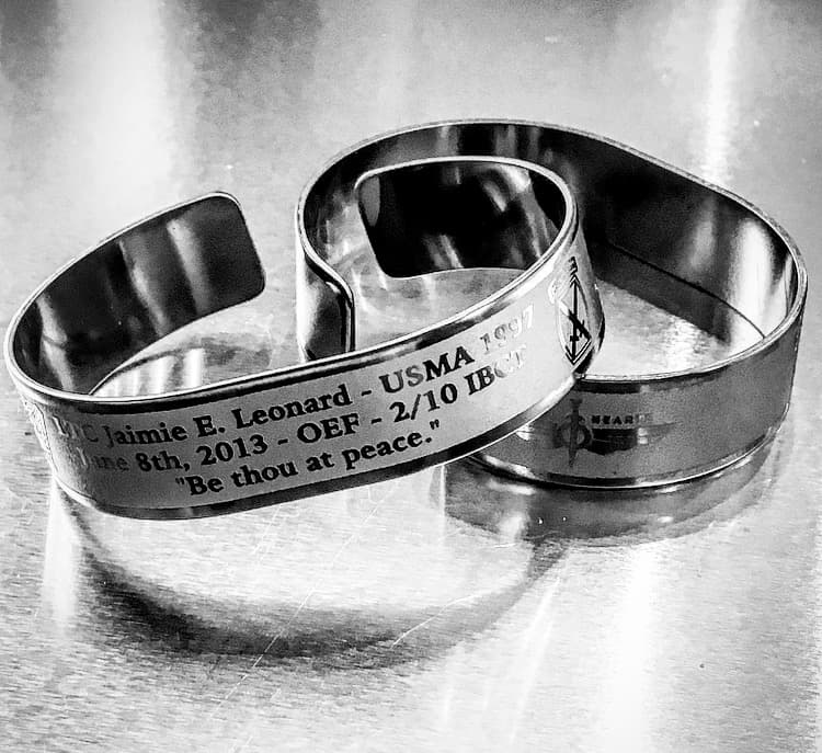 Memorial bracelet honoring LTC Jaimie E. Leonard (USMA '97)