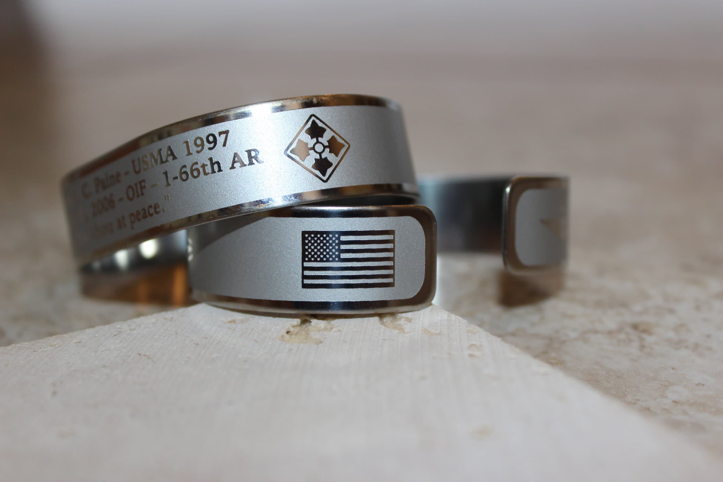 Memorial bracelet honoring CPT Mark C. Paine (USMA '97)
