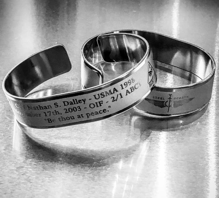 Memorial bracelet honoring CPT Nathan Stephen Dalley (USMA '98)