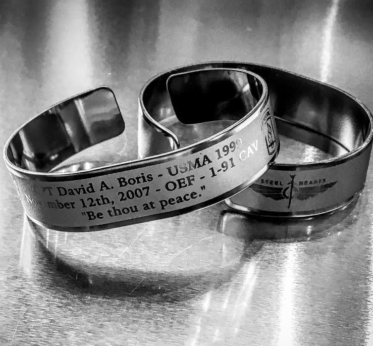 Memorial bracelet honoring CPT David A. Boris (USMA '99)