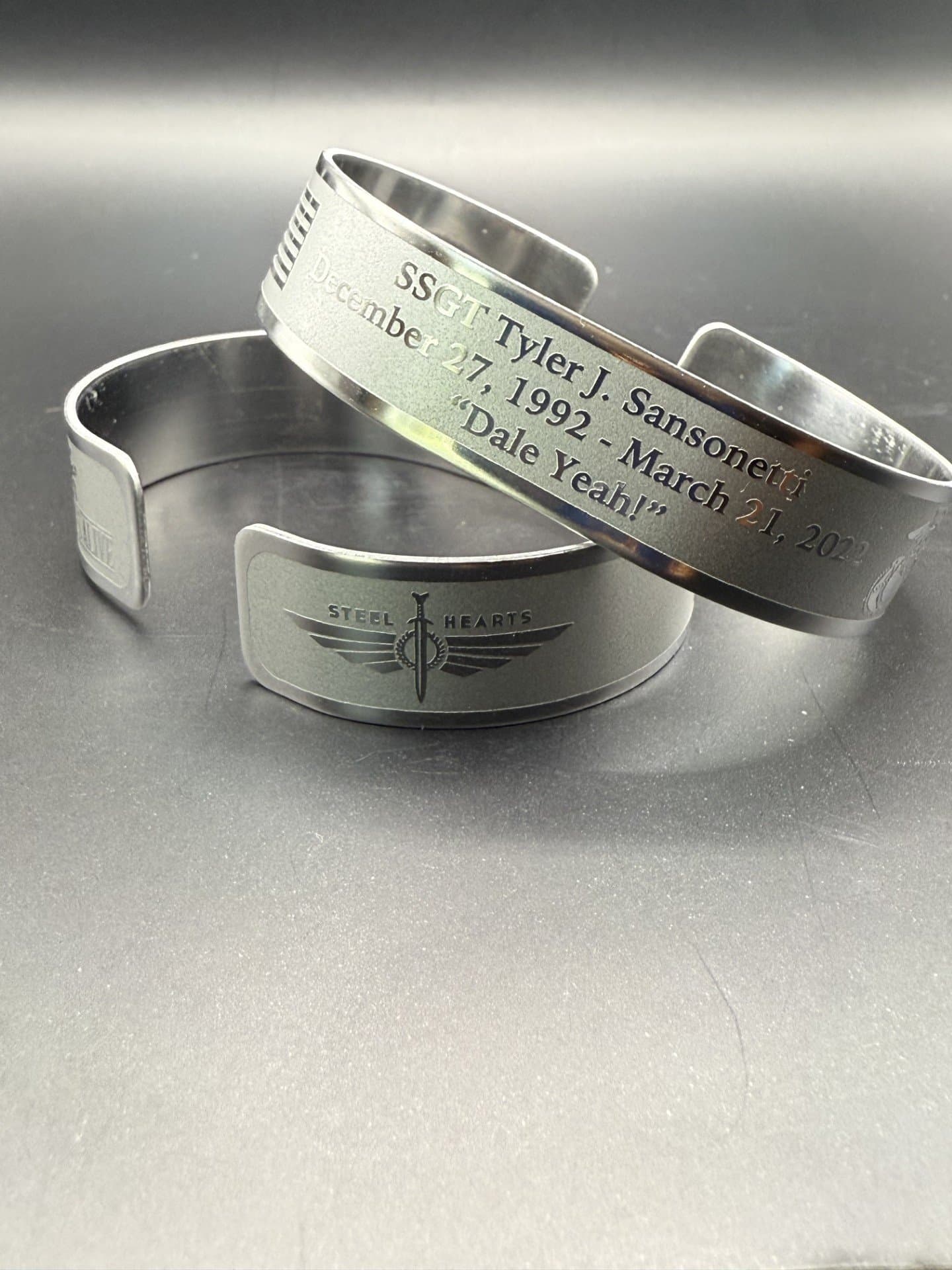 Memorial bracelet honoring SSgt Tyler J. Sansonetti