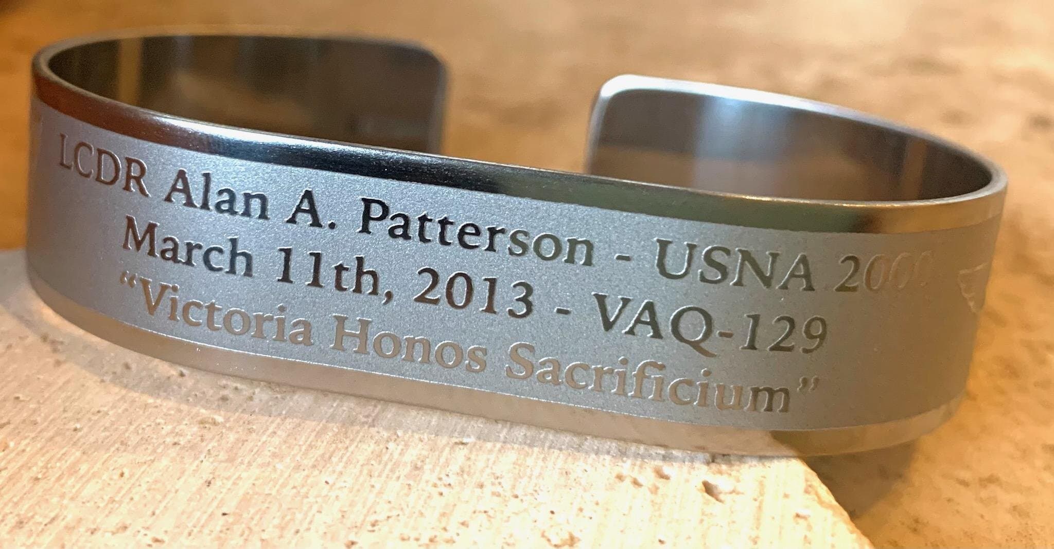 Memorial bracelet honoring LCDR Alan A. Patterson (USNA '00)