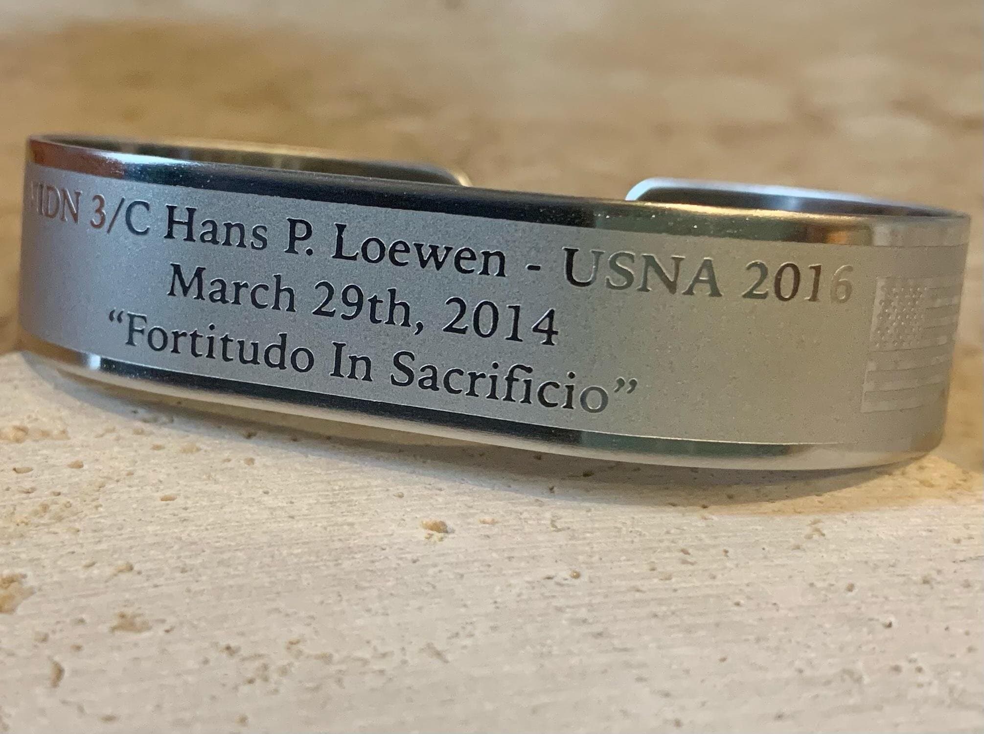 Memorial bracelet honoring MIDN 3/C Hans P. Loewen (USNA '16)