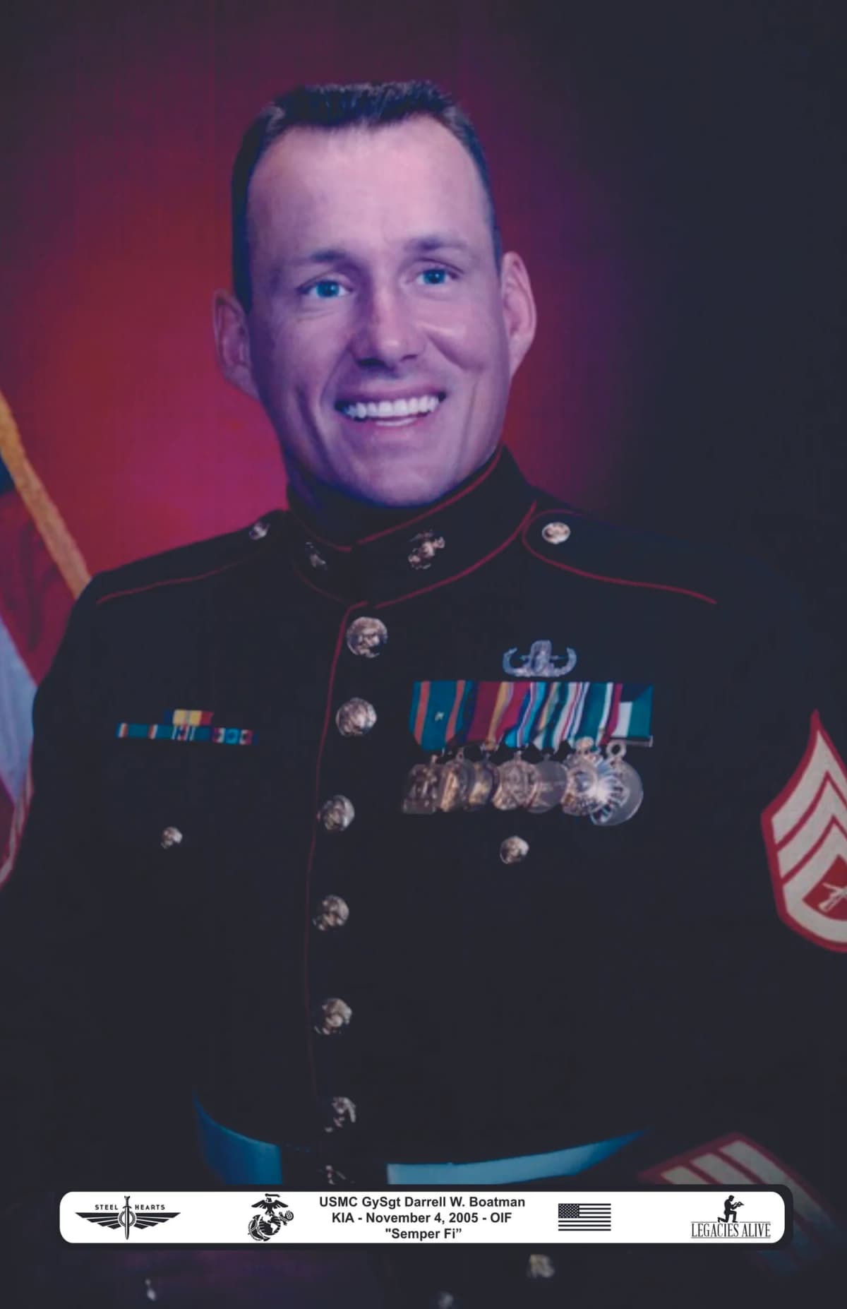 Memorial image honoring Marine Gunnery Sgt. Darrell W. Boatman