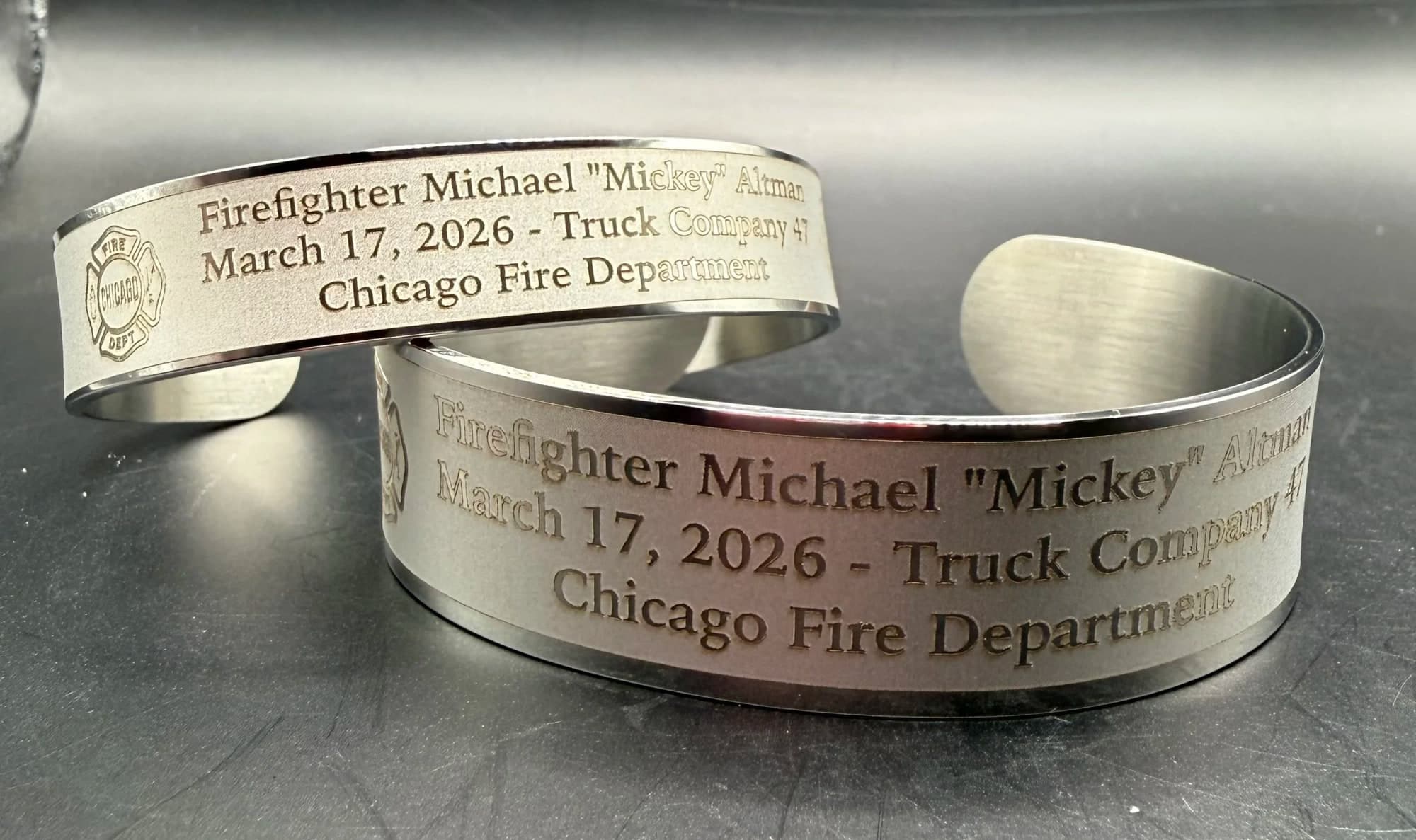 Memorial bracelet honoring FF Michael "Mickey" Altman (Chicago FD)