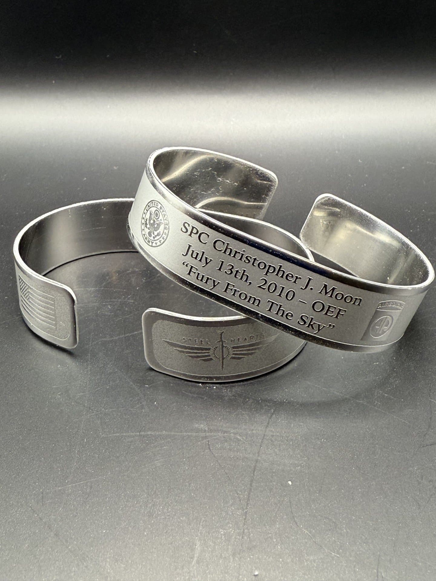 Memorial bracelet honoring SPC Christopher J. Moon