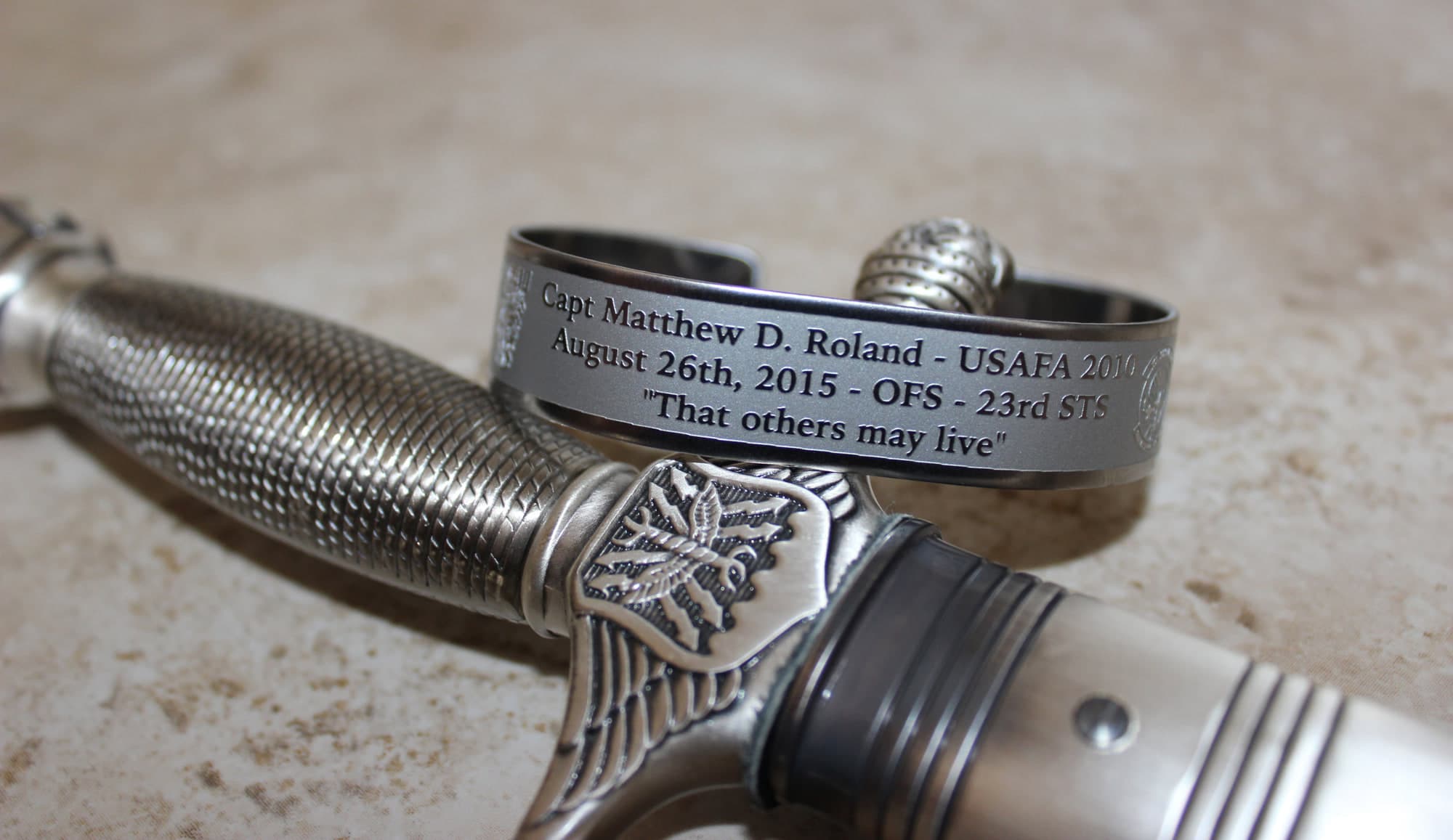 Memorial bracelet honoring Capt Matthew D. Roland (USAFA '10)
