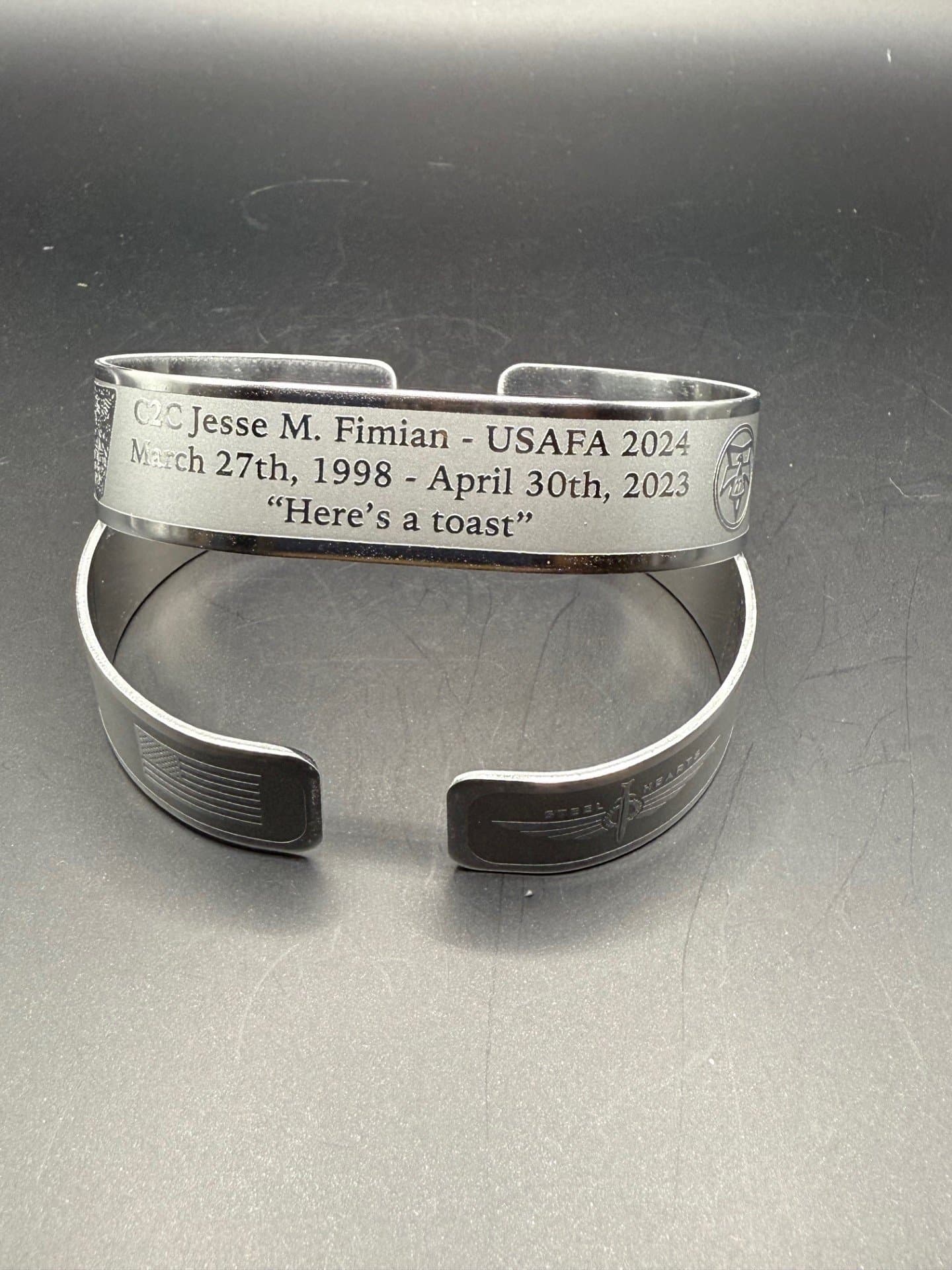 Memorial bracelet honoring C2C Jesse M Fimian (USAFA '24)