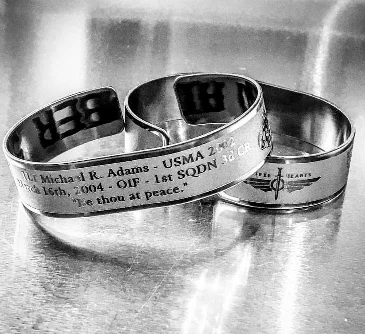 Memorial bracelet honoring 1LT Michael R. Adams (USMA '02)
