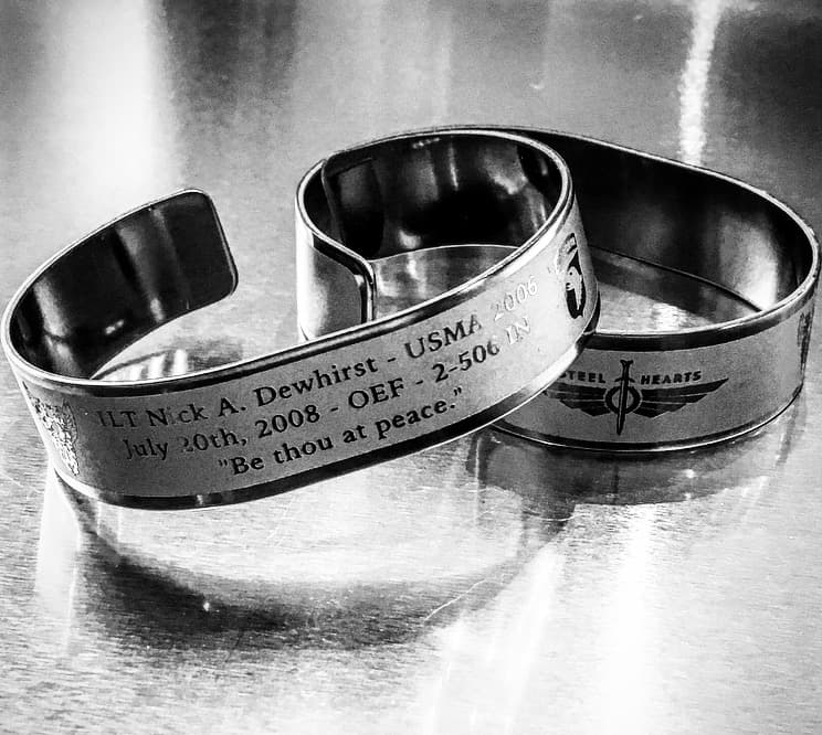 Memorial bracelet honoring 1LT Nick A. Dewhirst (USMA '06)