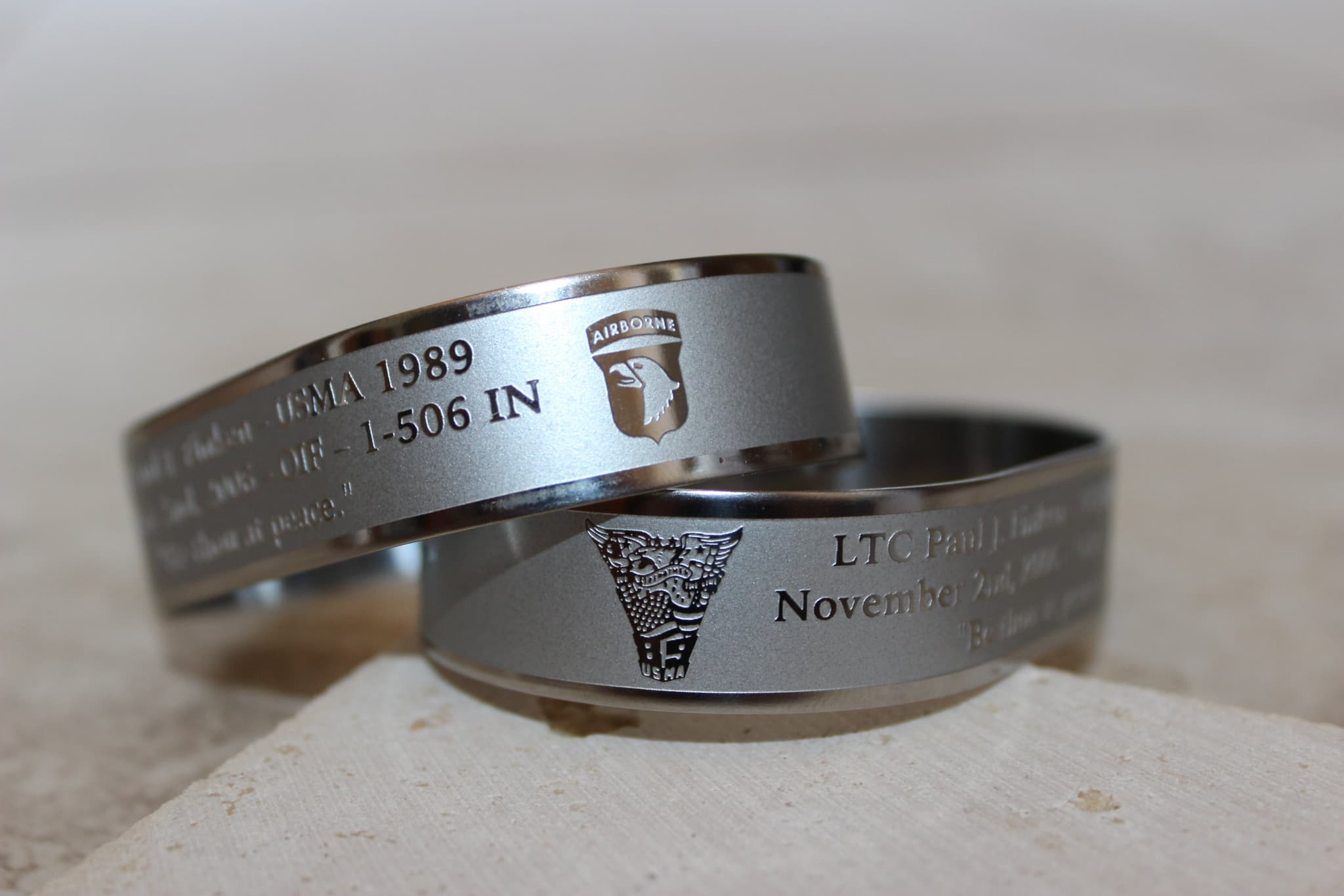 Memorial bracelet honoring MAJ William F. Hecker III (USMA '91)