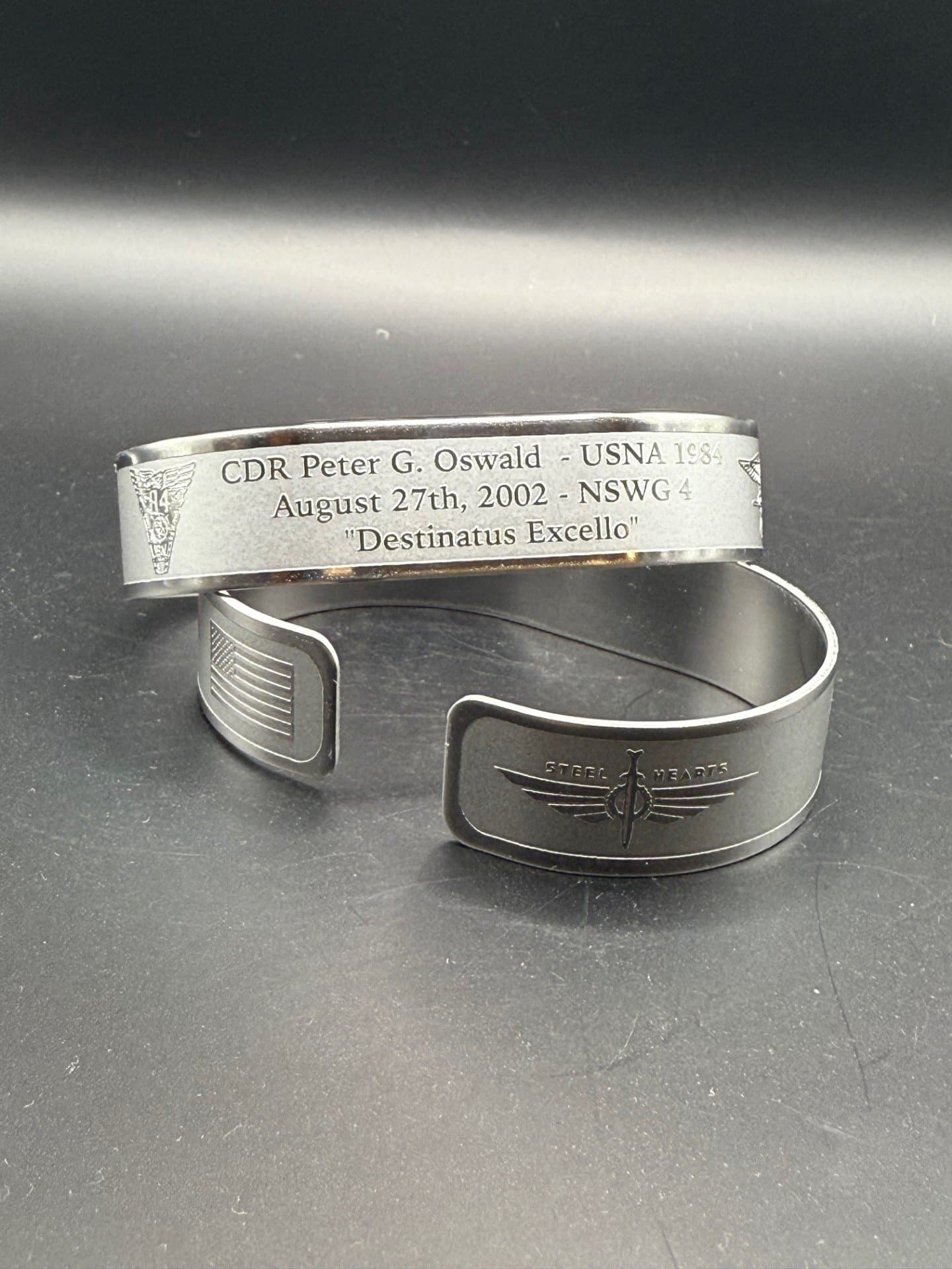 Memorial bracelet honoring CDR Peter G. Oswald (USNA '84)