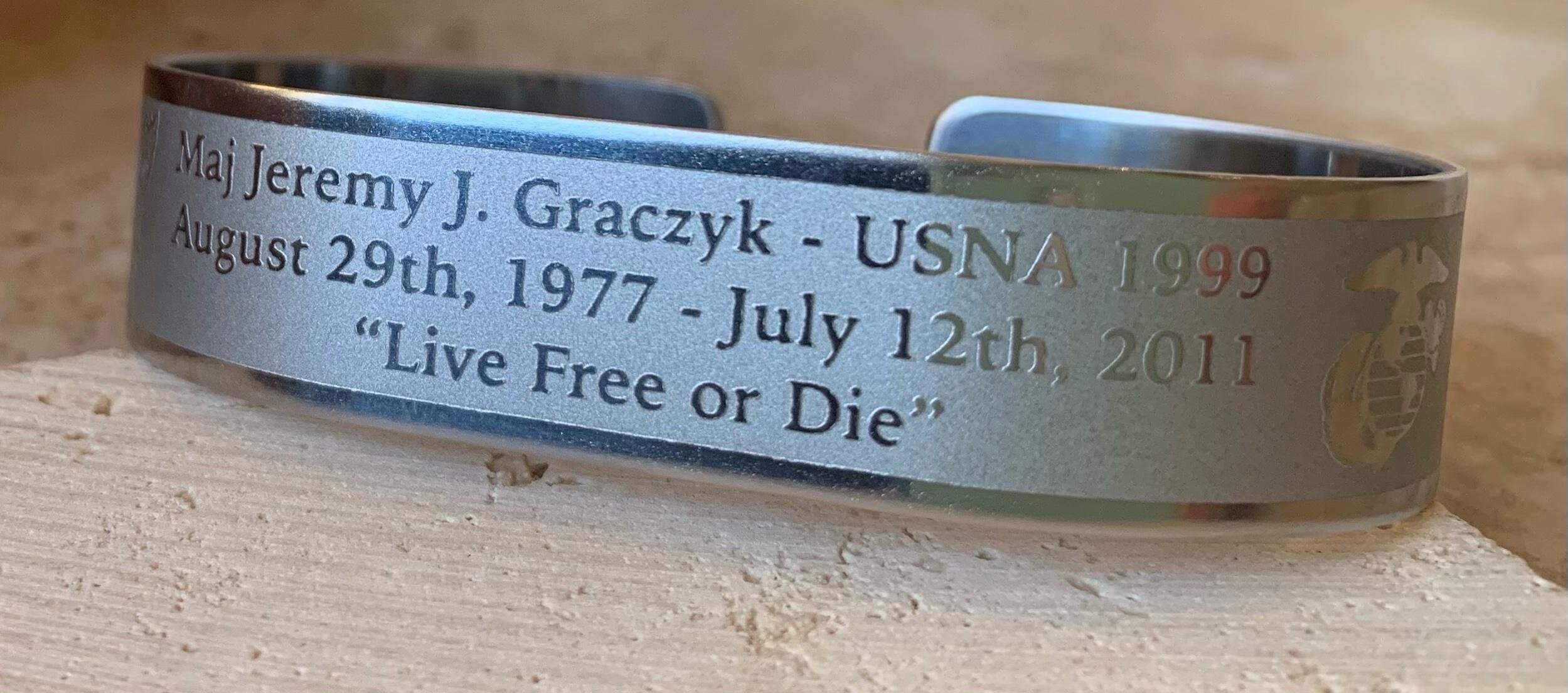 Memorial bracelet honoring Maj. Jeremy J. Graczyk (USNA '99)