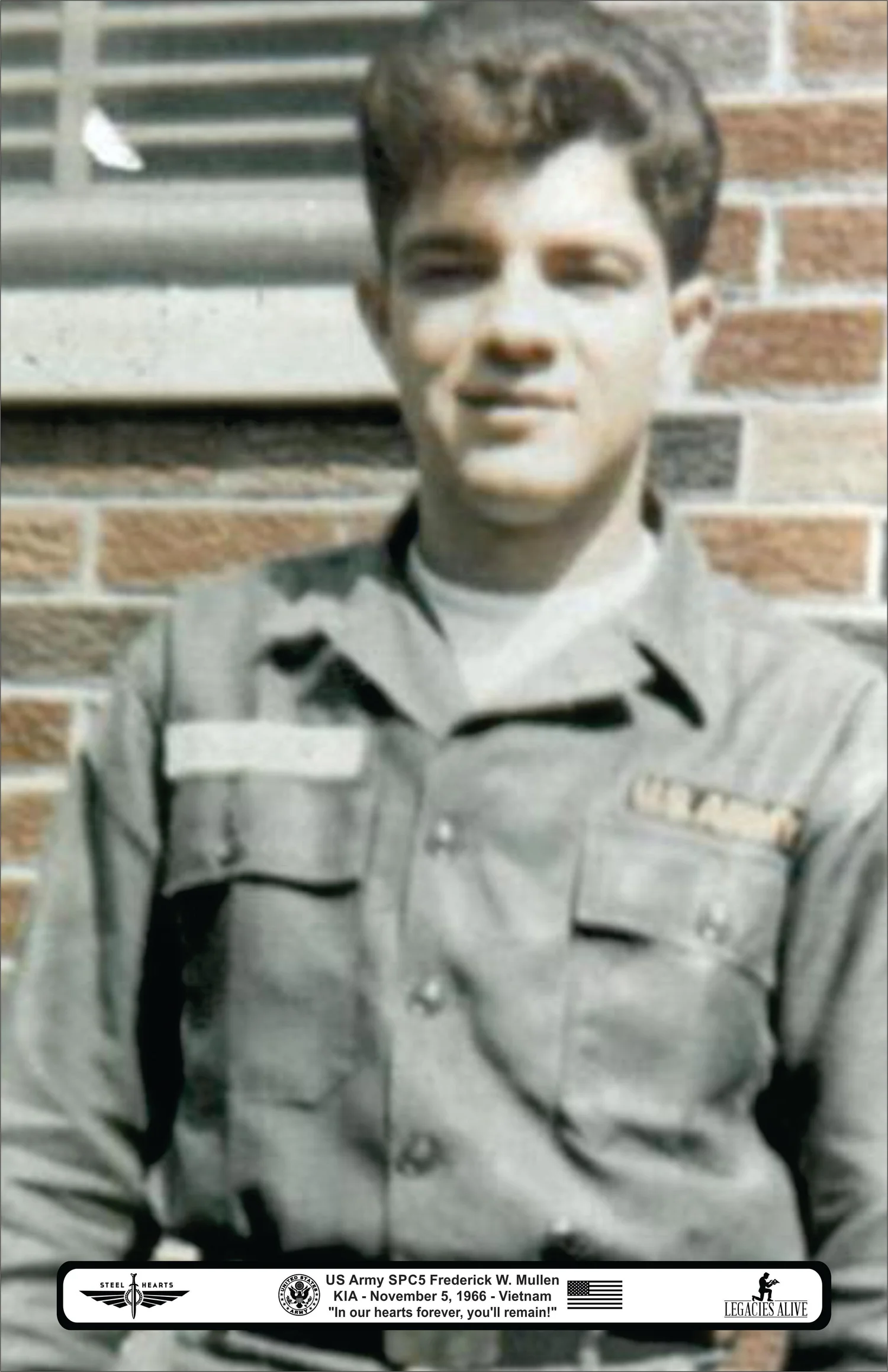 Memorial portrait of SPC Frederick Mullen
