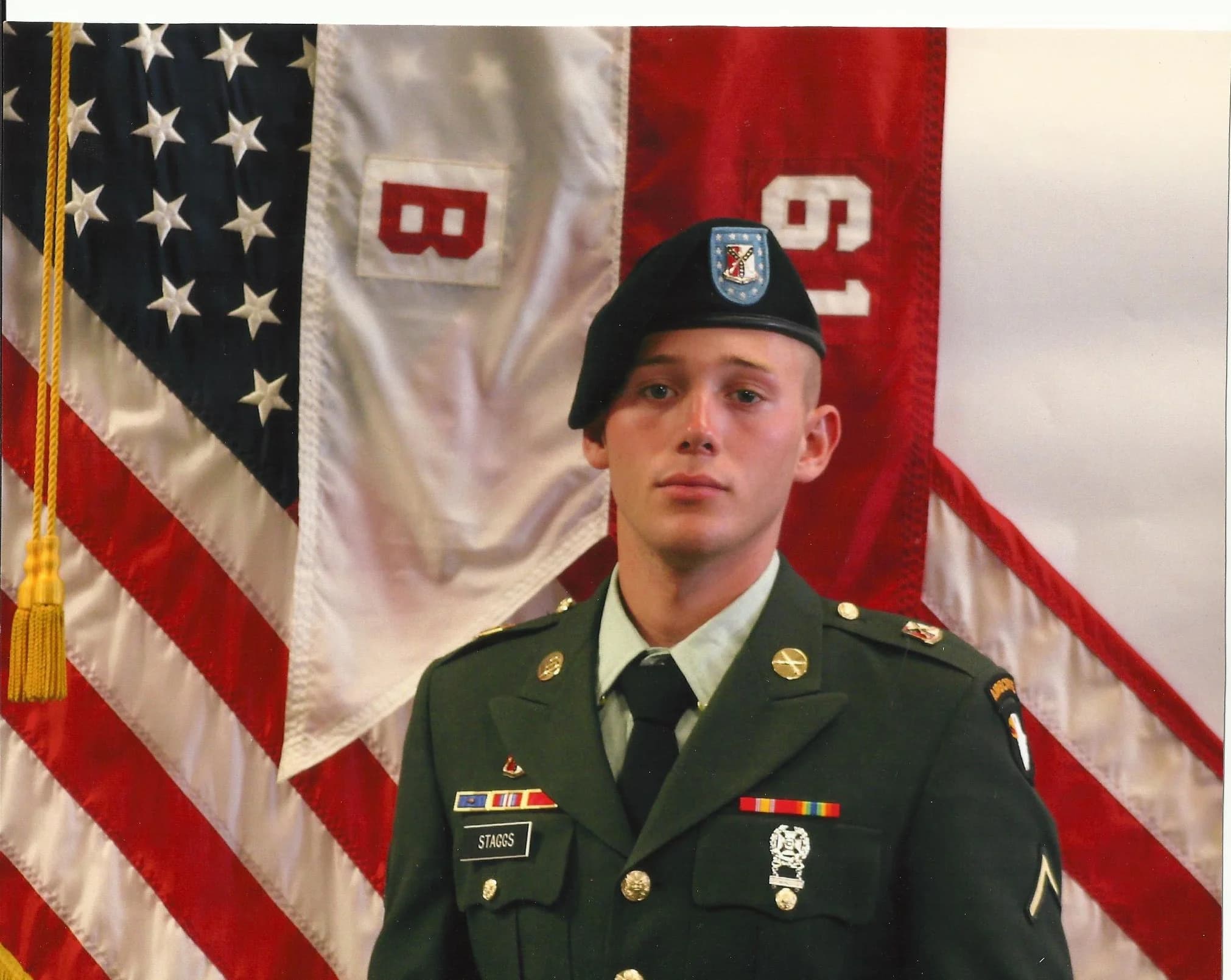 Memorial portrait of PFC Austin G. Staggs