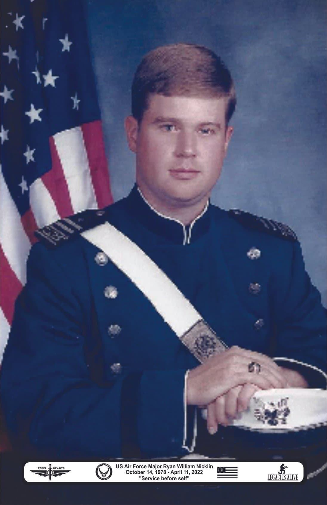 Memorial portrait of Maj. Ryan W. Nicklin (USAFA '01)