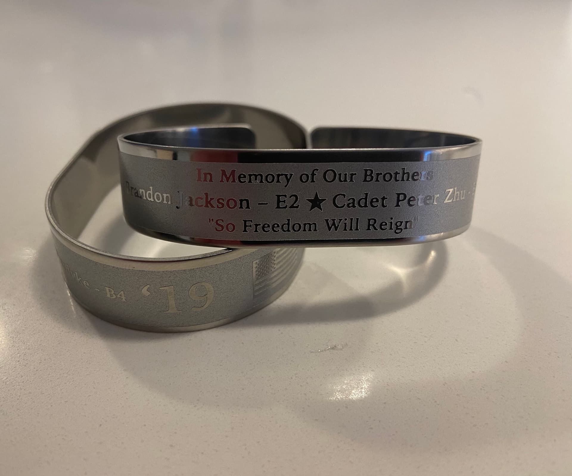 Memorial image honoring USMA Class of 2019 Bracelet