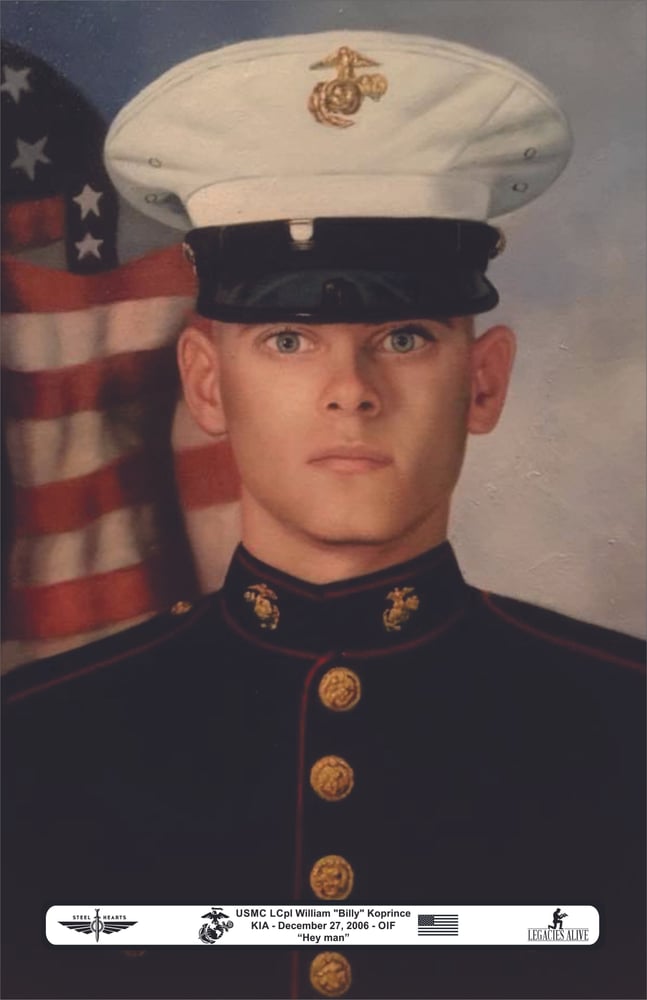 Memorial image honoring LCpl William "Billy" Koprince