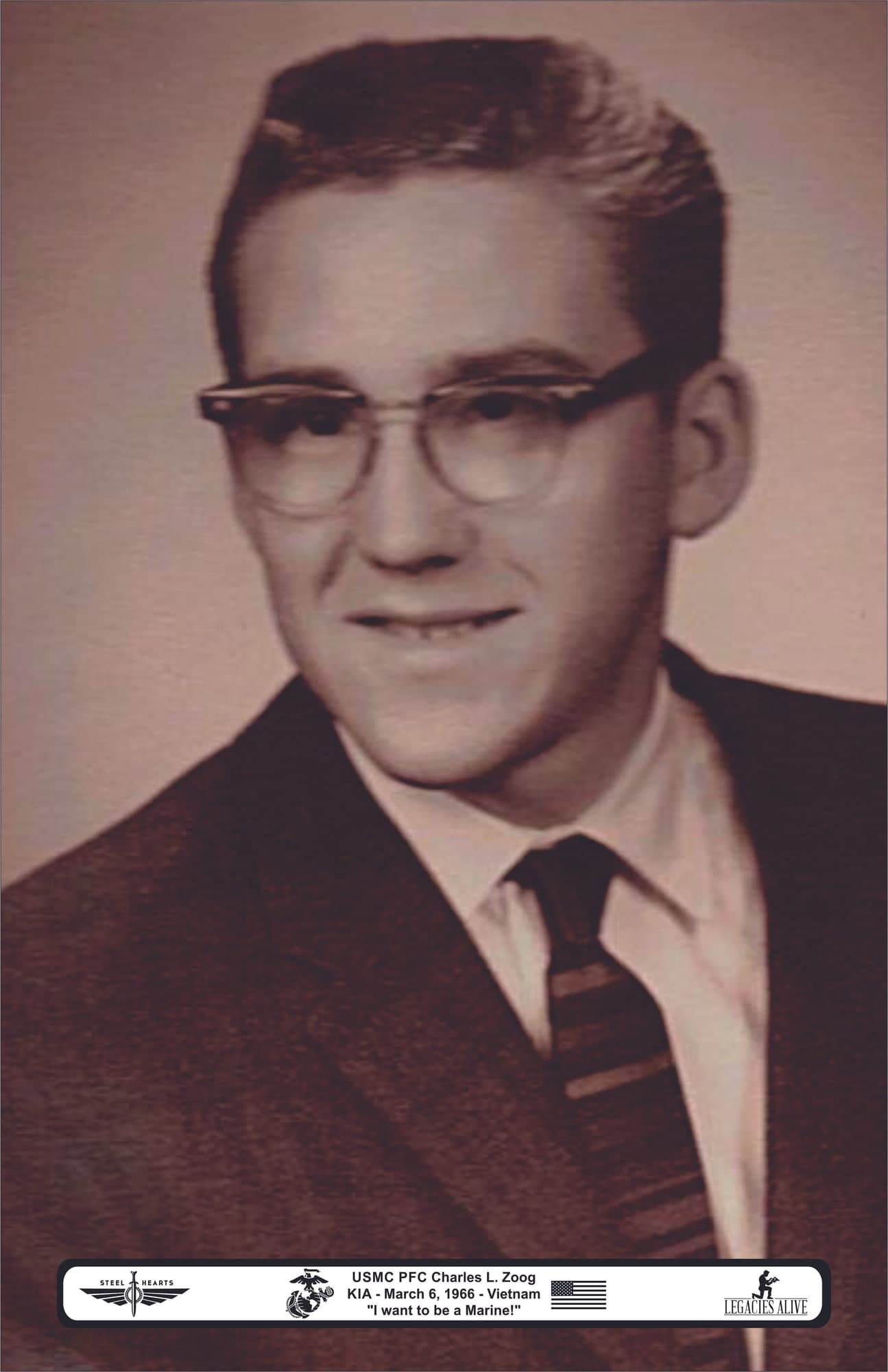Memorial portrait of PFC Charles L. Zoog