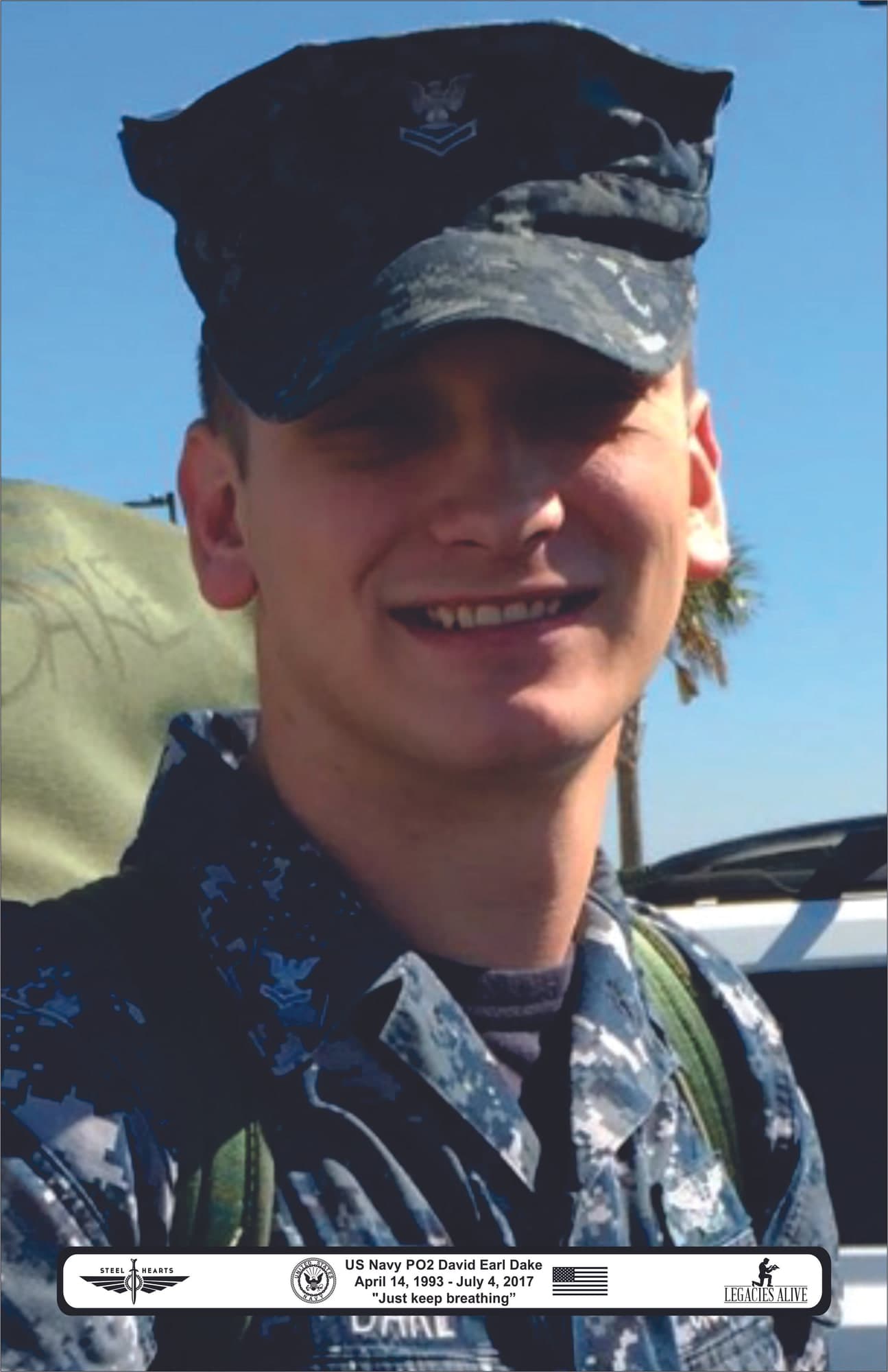 Memorial portrait of PO2 David E. Dake