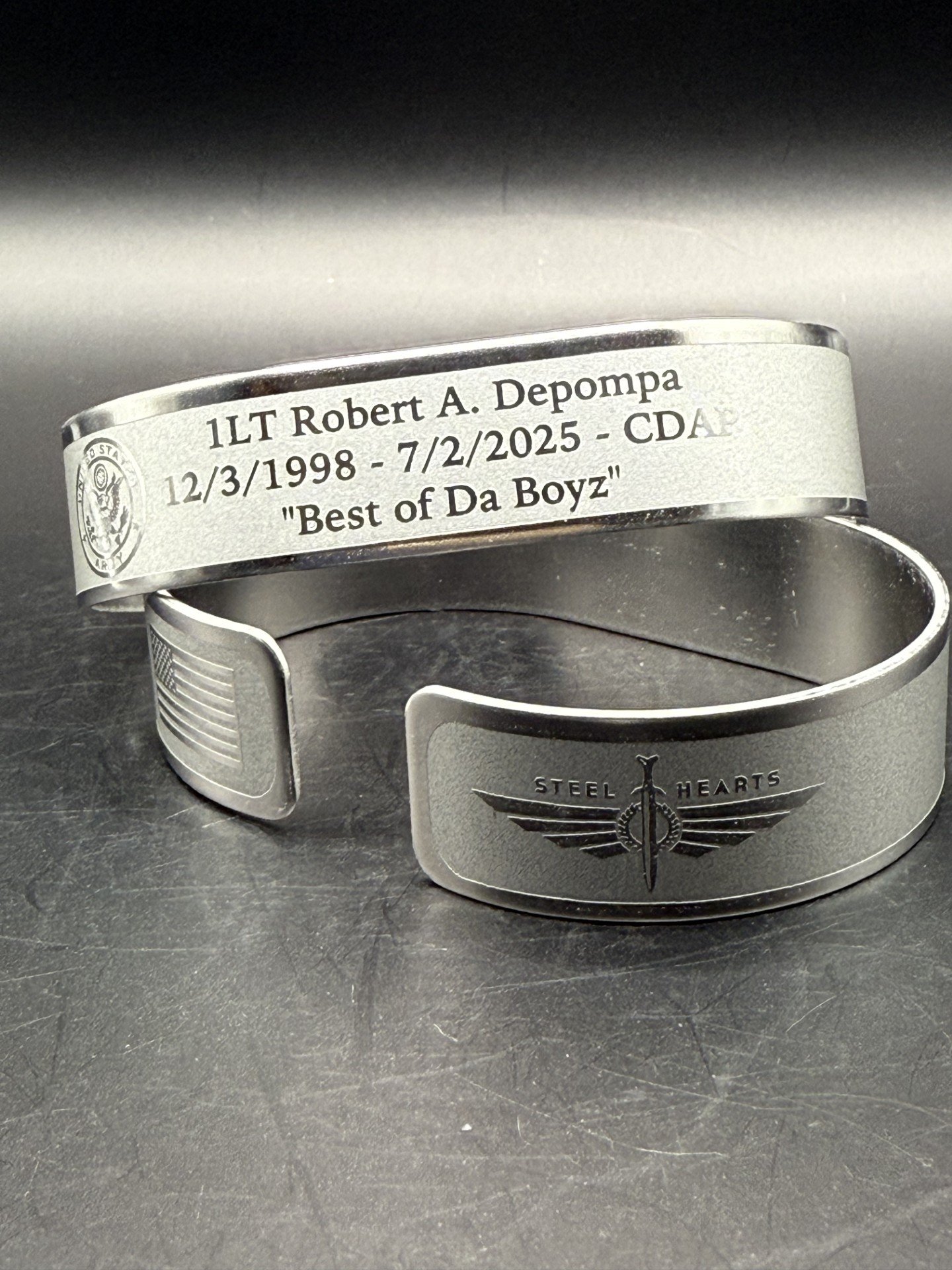 Memorial bracelet design for 1LT Robert A. Depompa