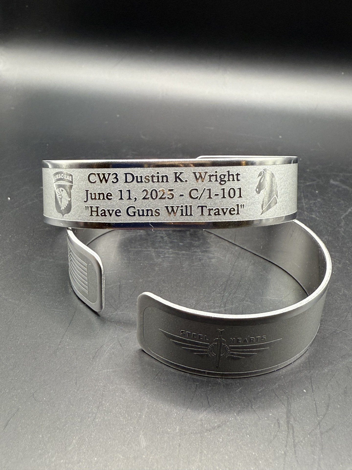 Memorial bracelet design for CW3 Dustin K. Wright