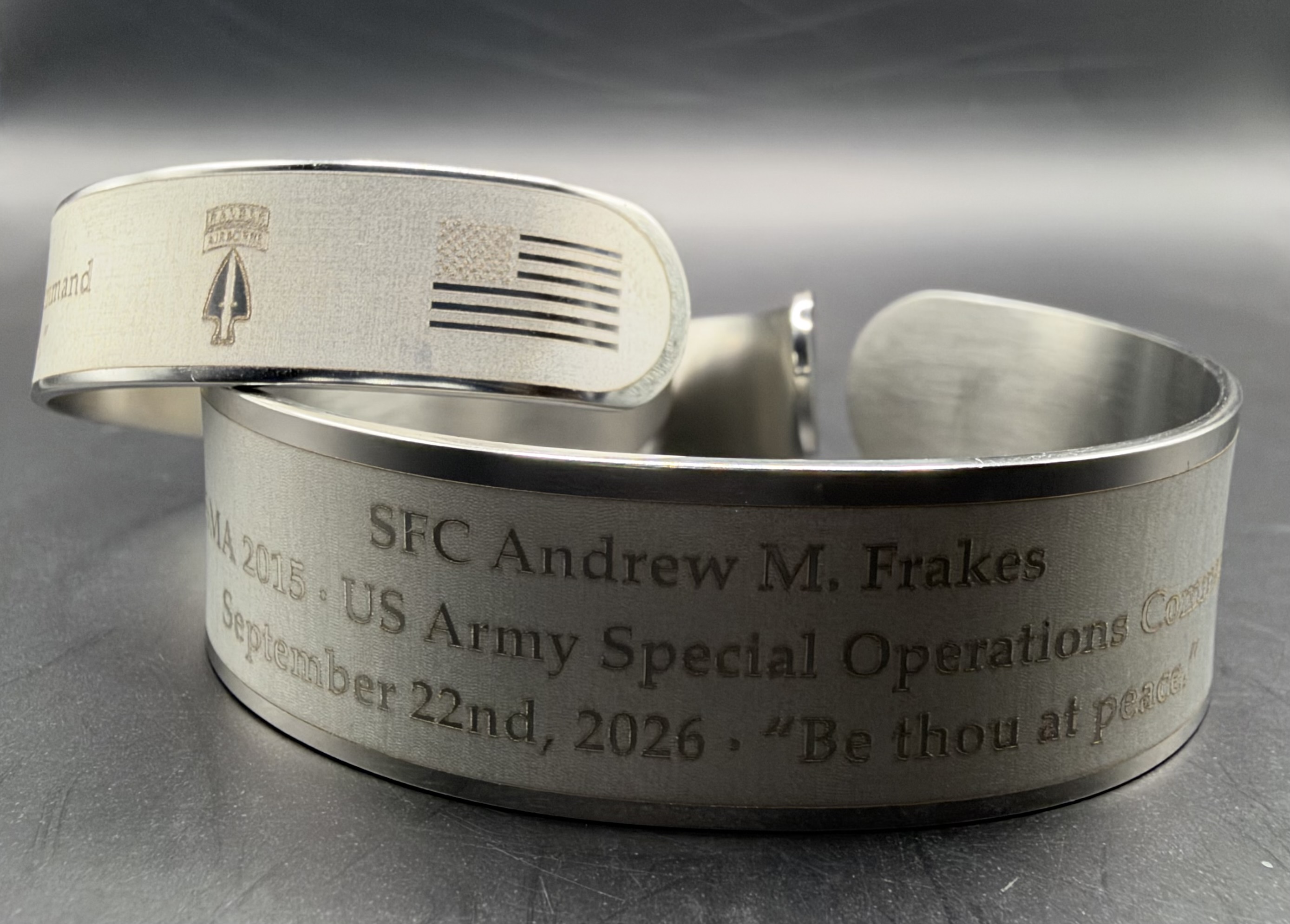 Memorial bracelet design for Andrew Frakes