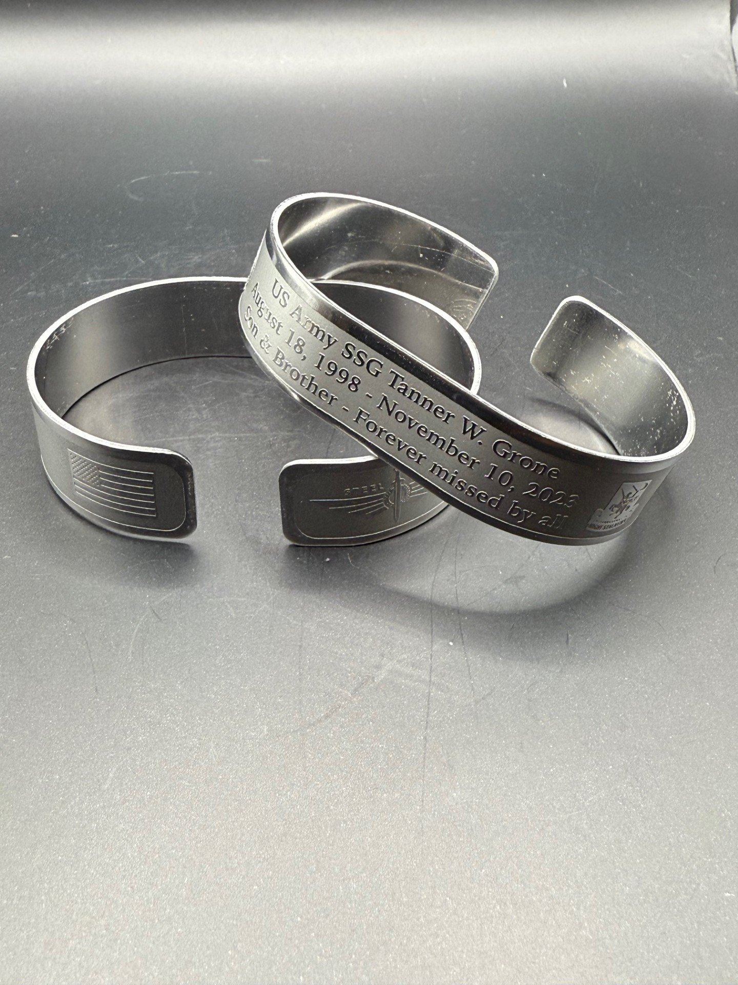 Memorial bracelet design for SSG Tanner W. Grone