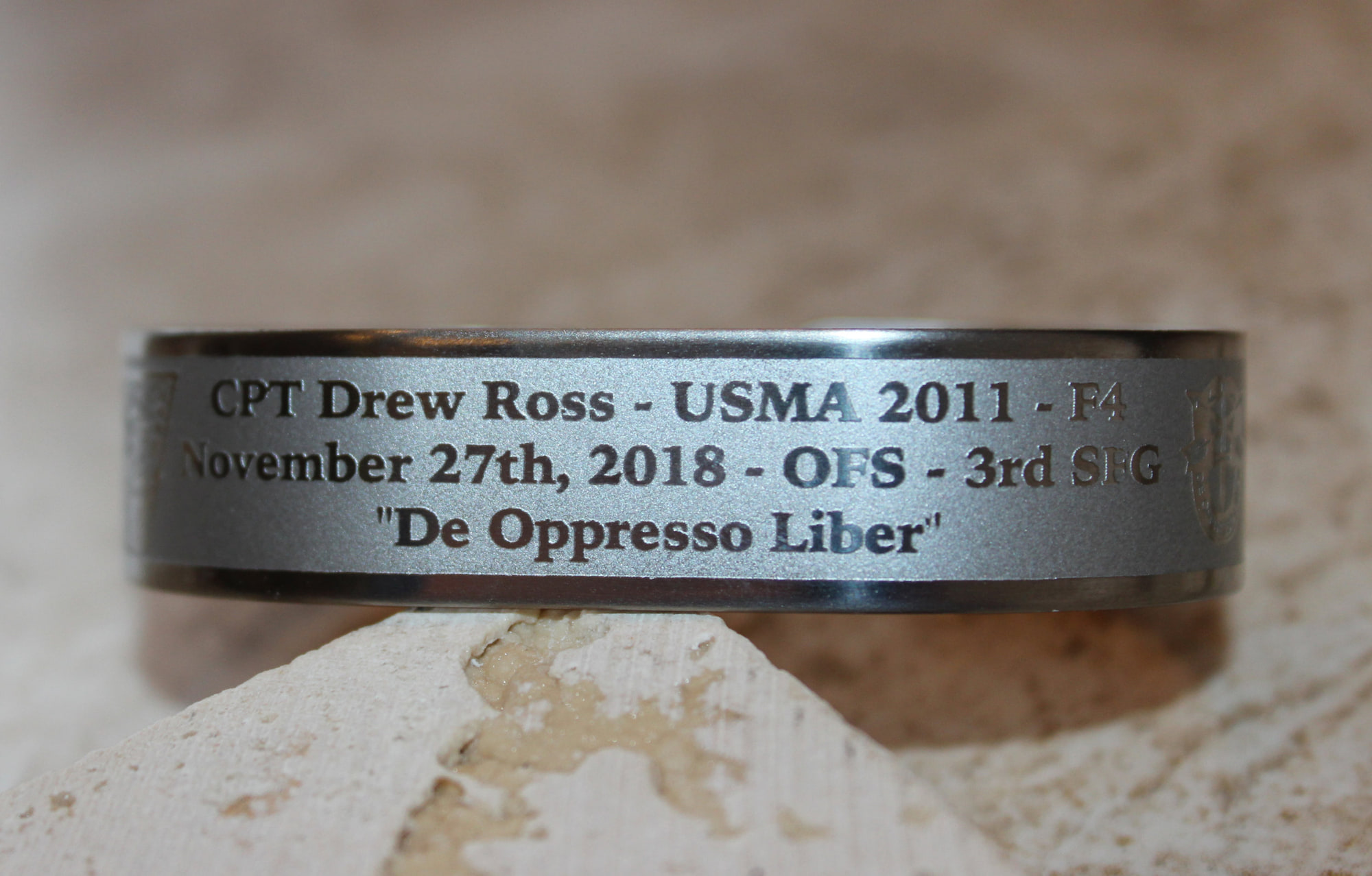 Memorial bracelet honoring CPT Andrew P. Ross (USMA '11)