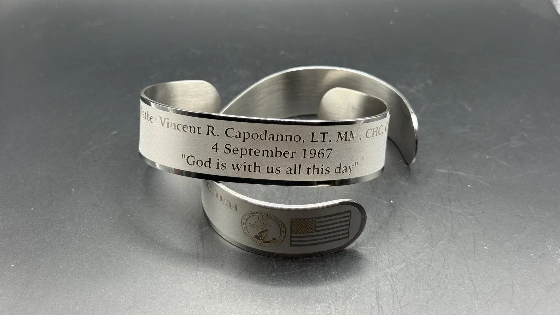 Memorial bracelet honoring LT Vincent R. Capodanno