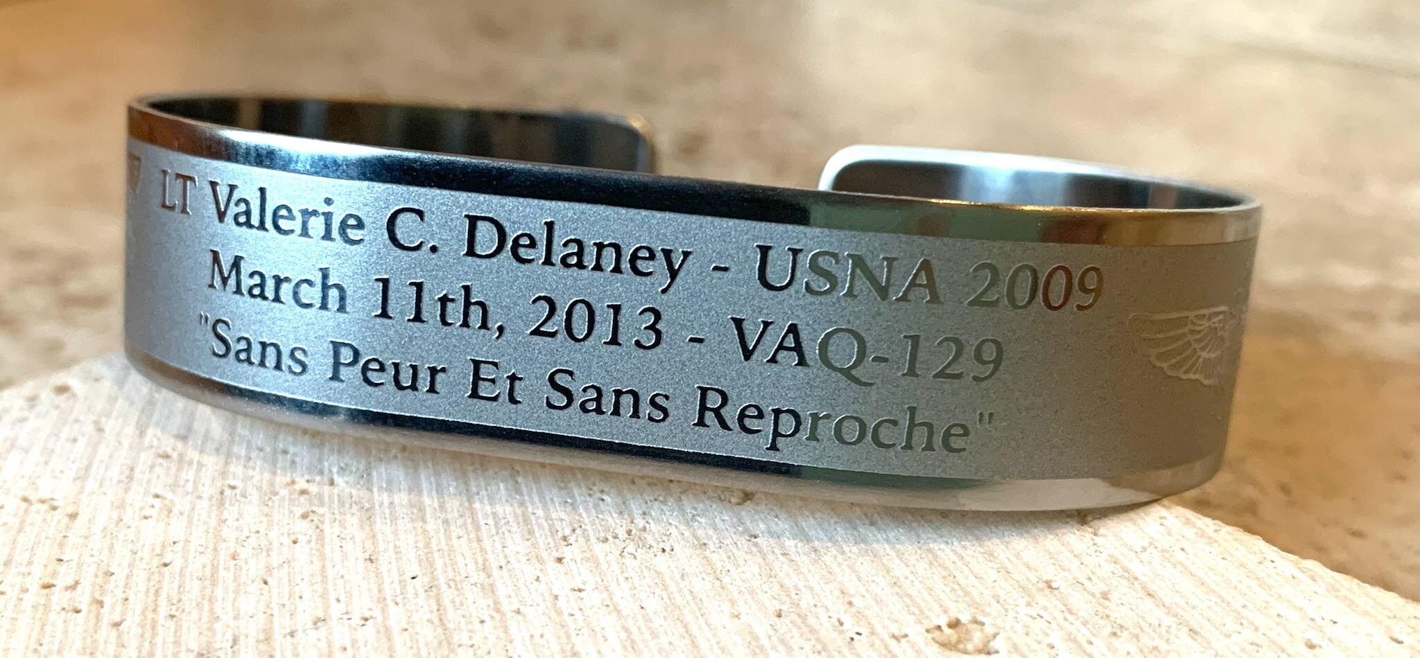 Memorial bracelet design for LT Valerie C. Delaney (USNA '09)